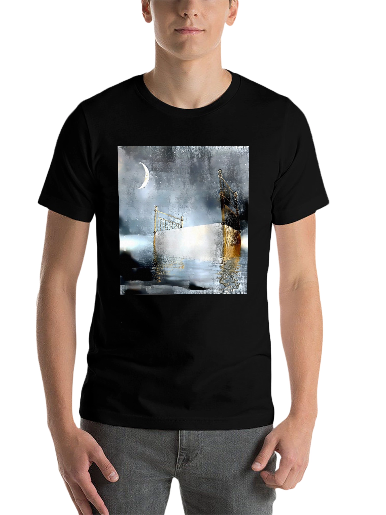 Black Surreal Dreamscape Black Tee view 7