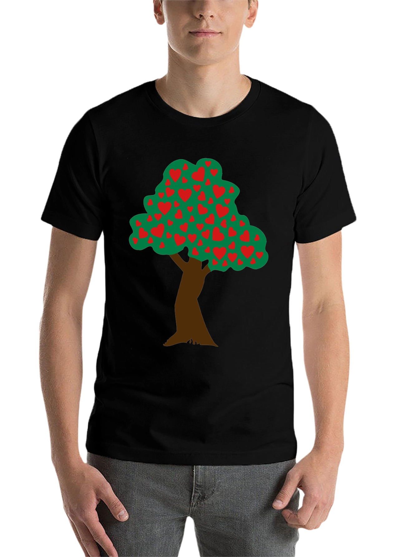 Black Heart Tree Graphic Tee - Black Cotton Blend view 7