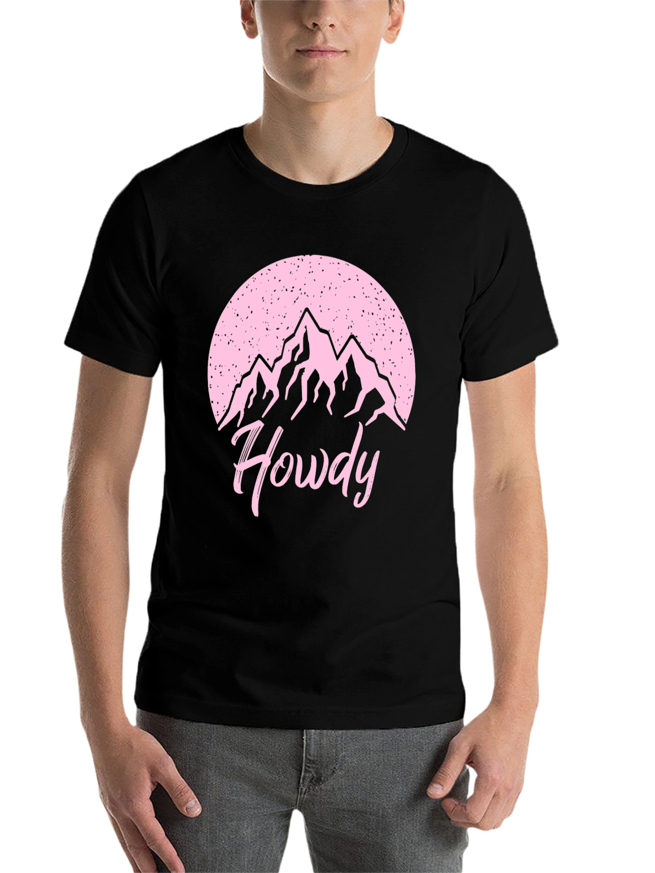 Black Howdy Mountain Graphic T-Shirt - Casual Wear view 7