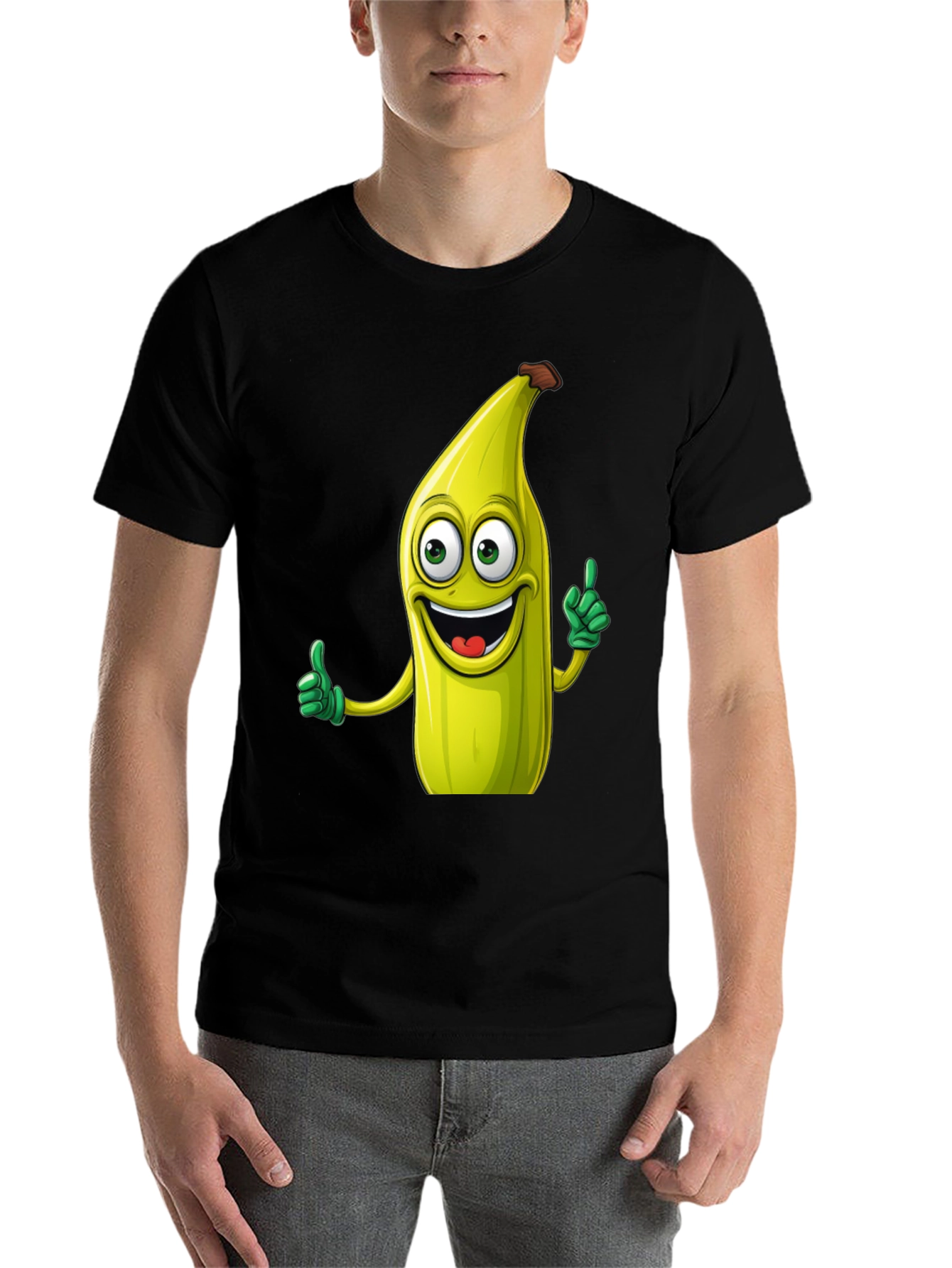 Black Funny Banana Cartoon Black T-Shirt view 7