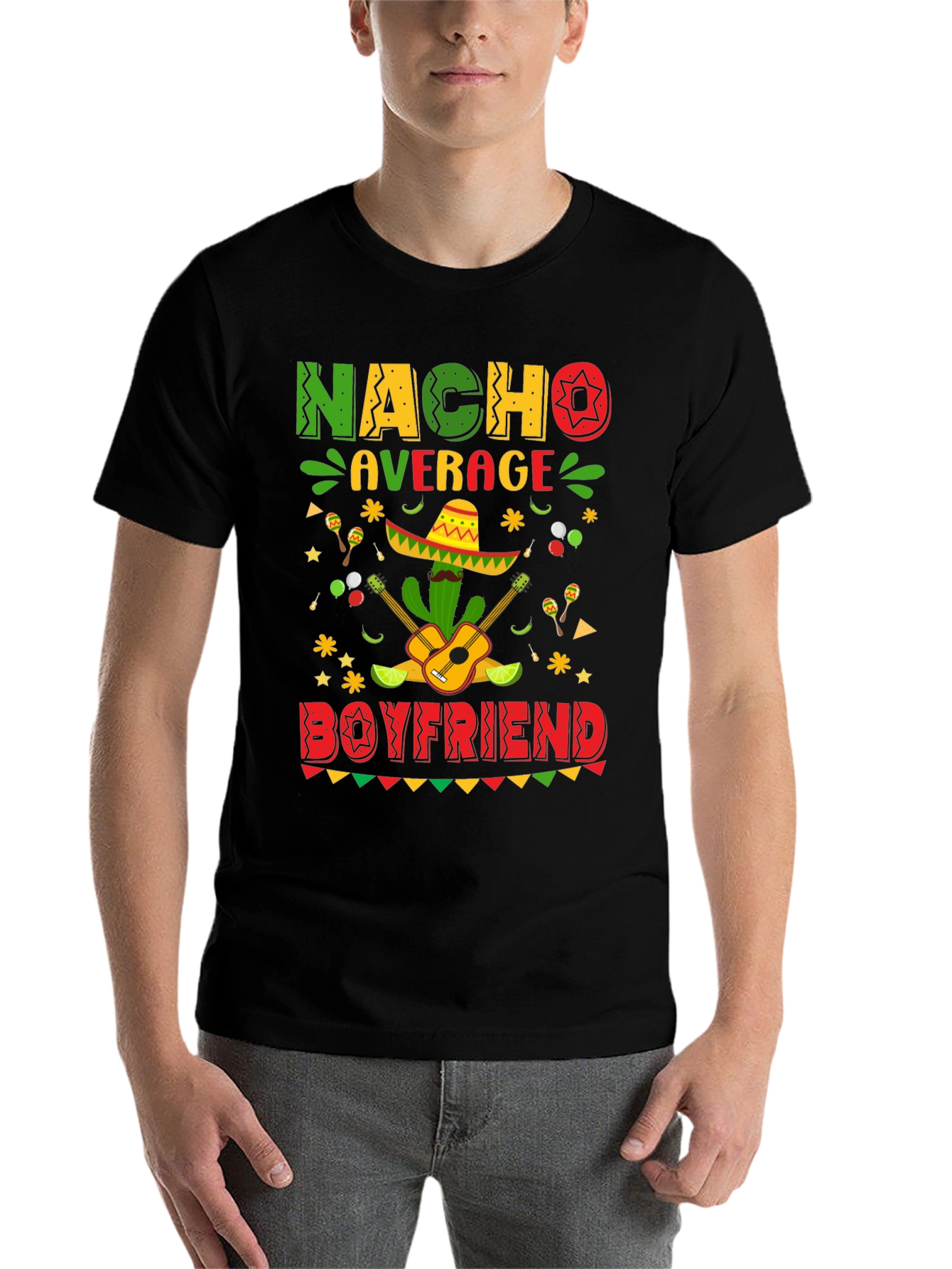 Black Nacho Average Boyfriend Graphic T-Shirt view 7
