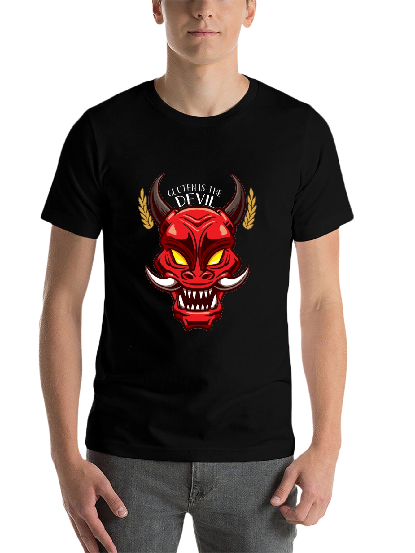Black Gluten is the Devil Graphic T-Shirt view 7