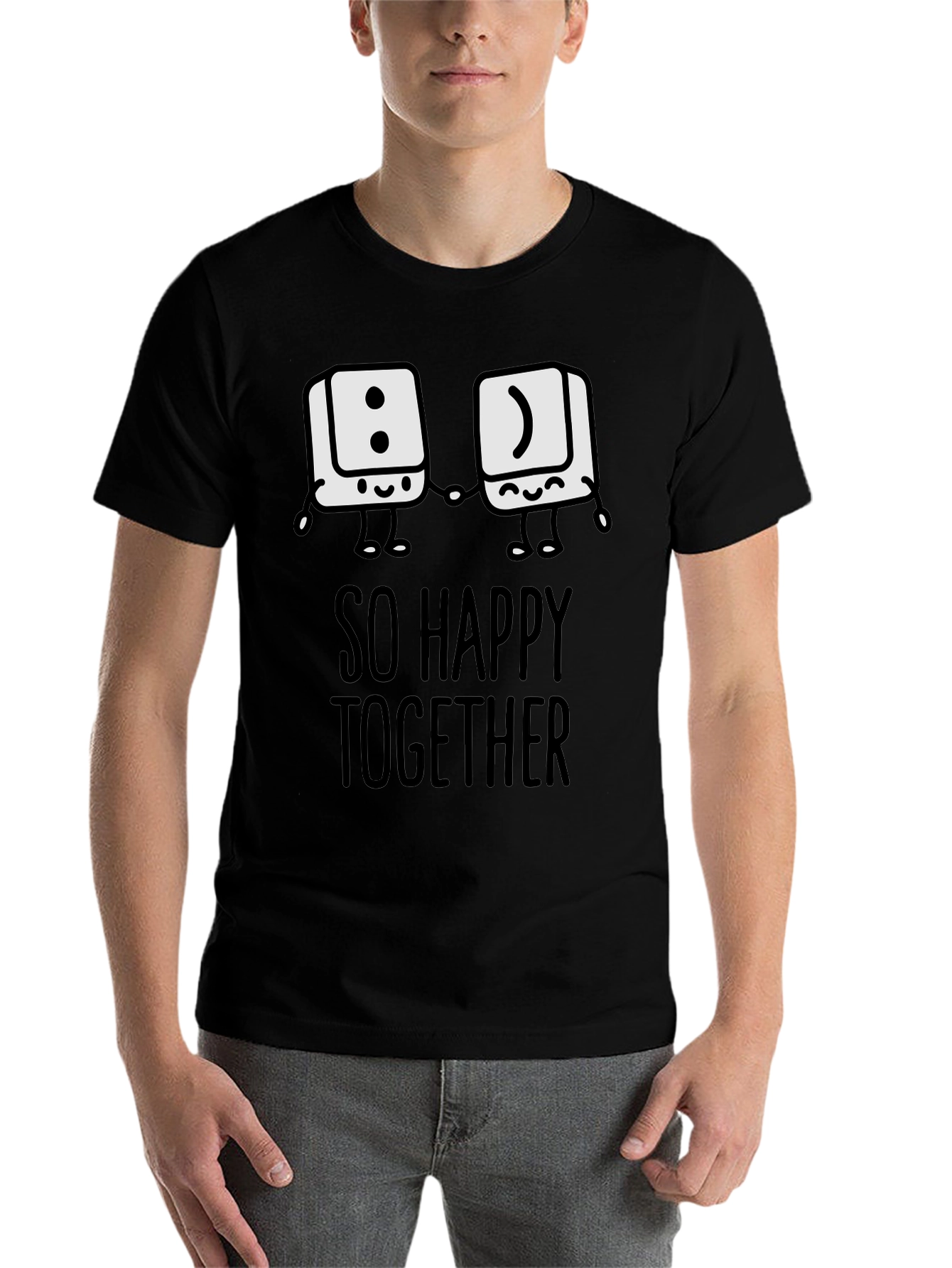 Black So Happy Together Graphic T-Shirt - Fun Couple Tee view 7