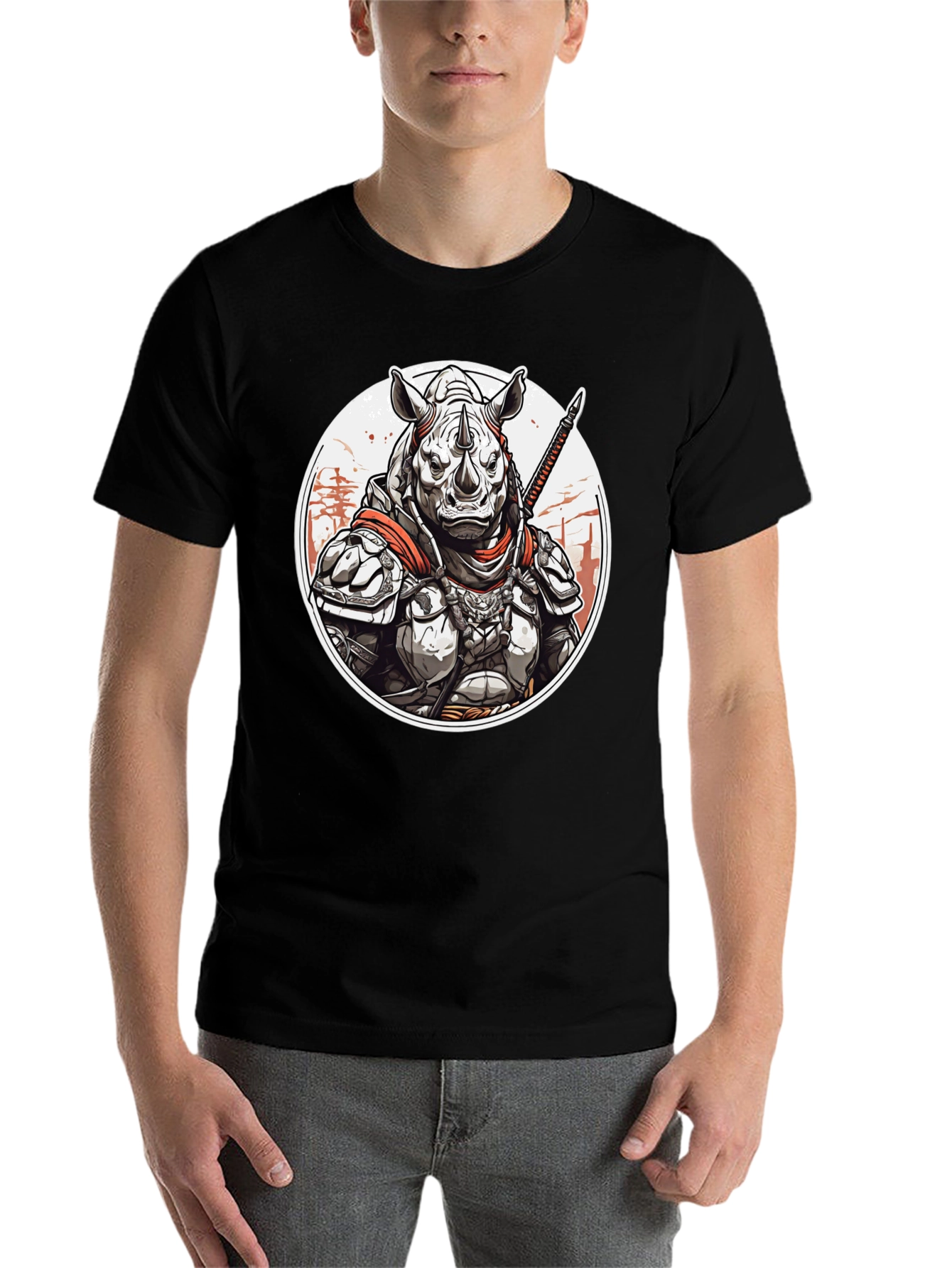 Black Armored Rhino Warrior Graphic Tee view 7