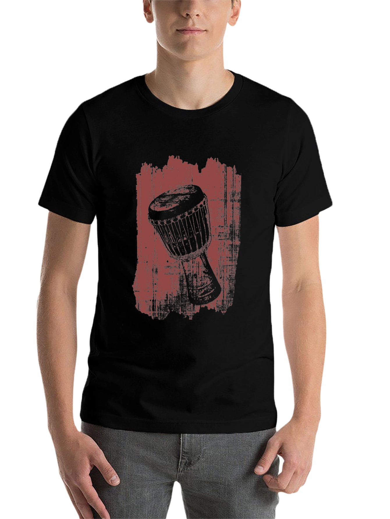 Black Djembe Drum Graphic Tee - Music Lover's T-Shirt view 7