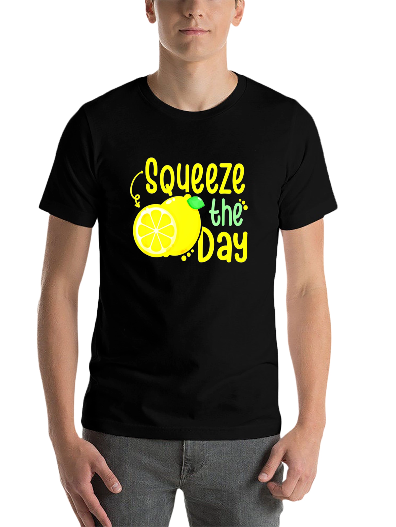 Black Squeeze the Day Graphic Tee - Black Cotton T-Shirt view 7