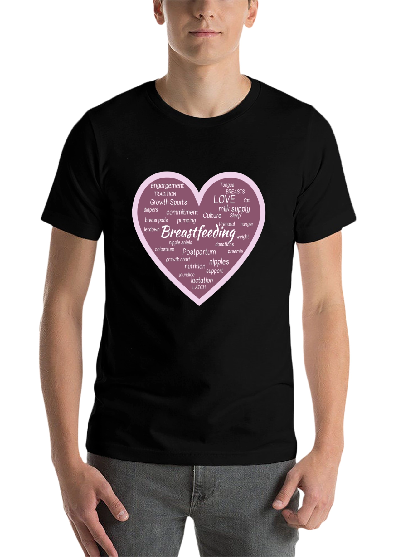 Black Breastfeeding Love Heart Graphic Tee view 7