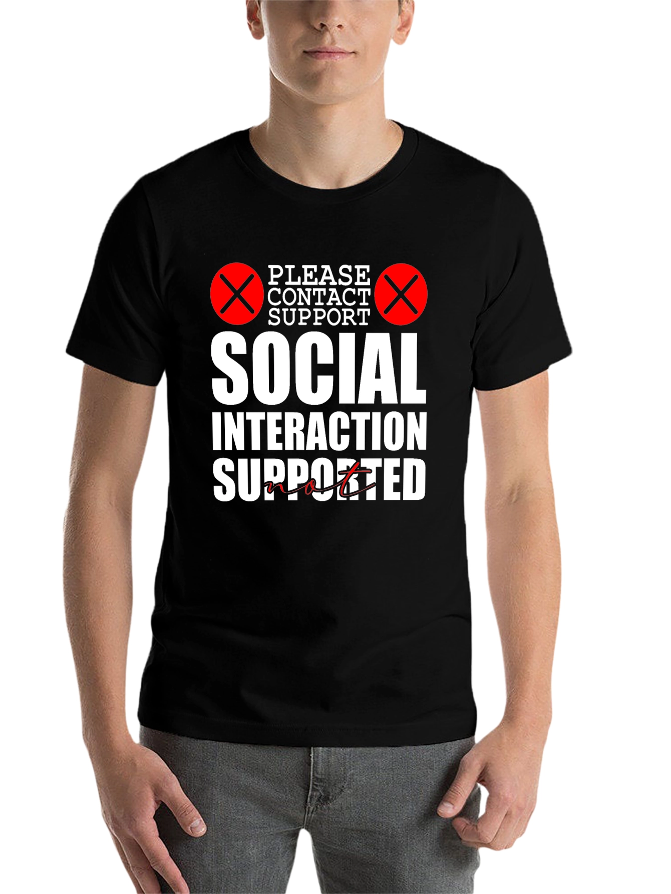 Black Social Interaction Supported Graphic Tee view 7