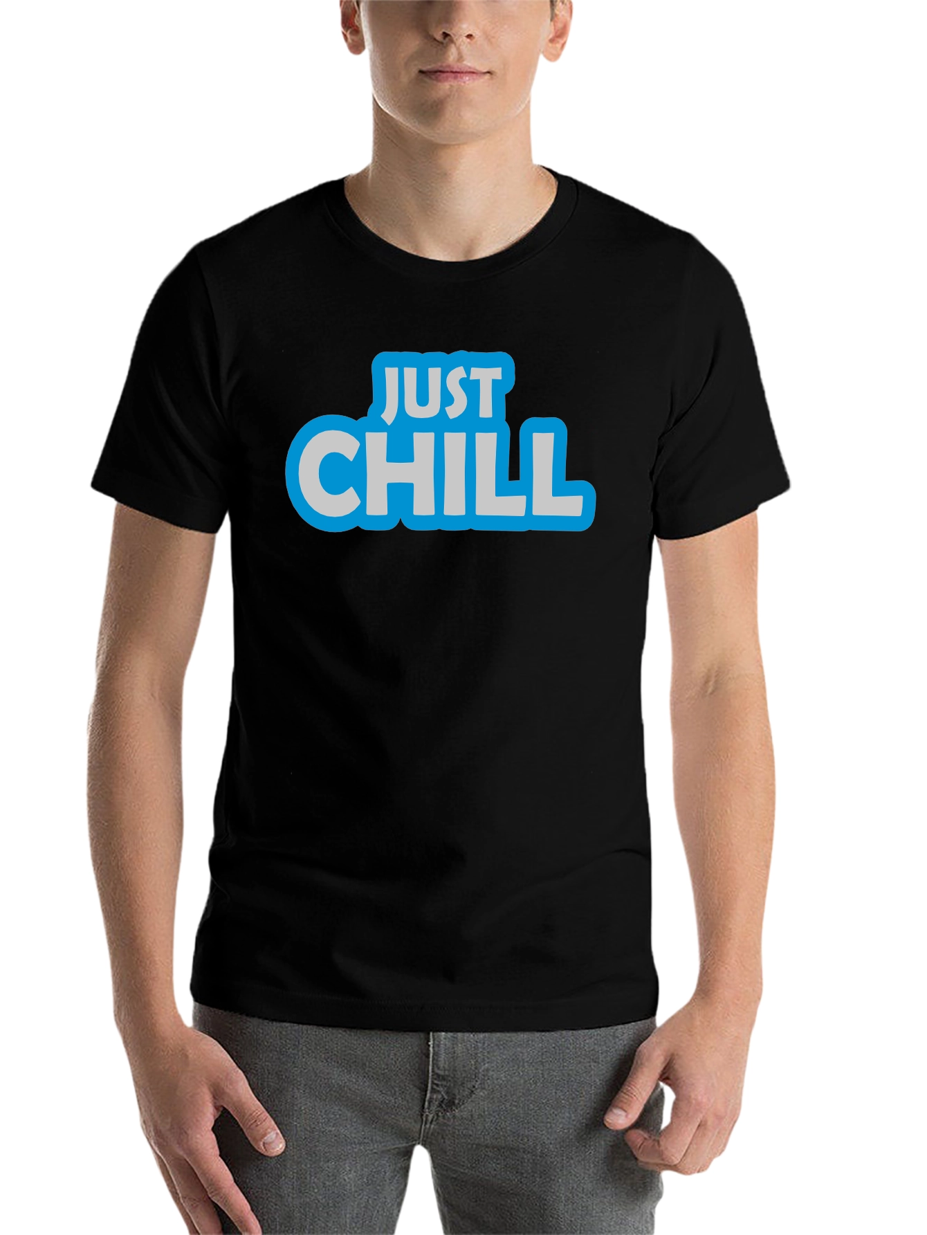 Black Just Chill Black Graphic T-Shirt view 7