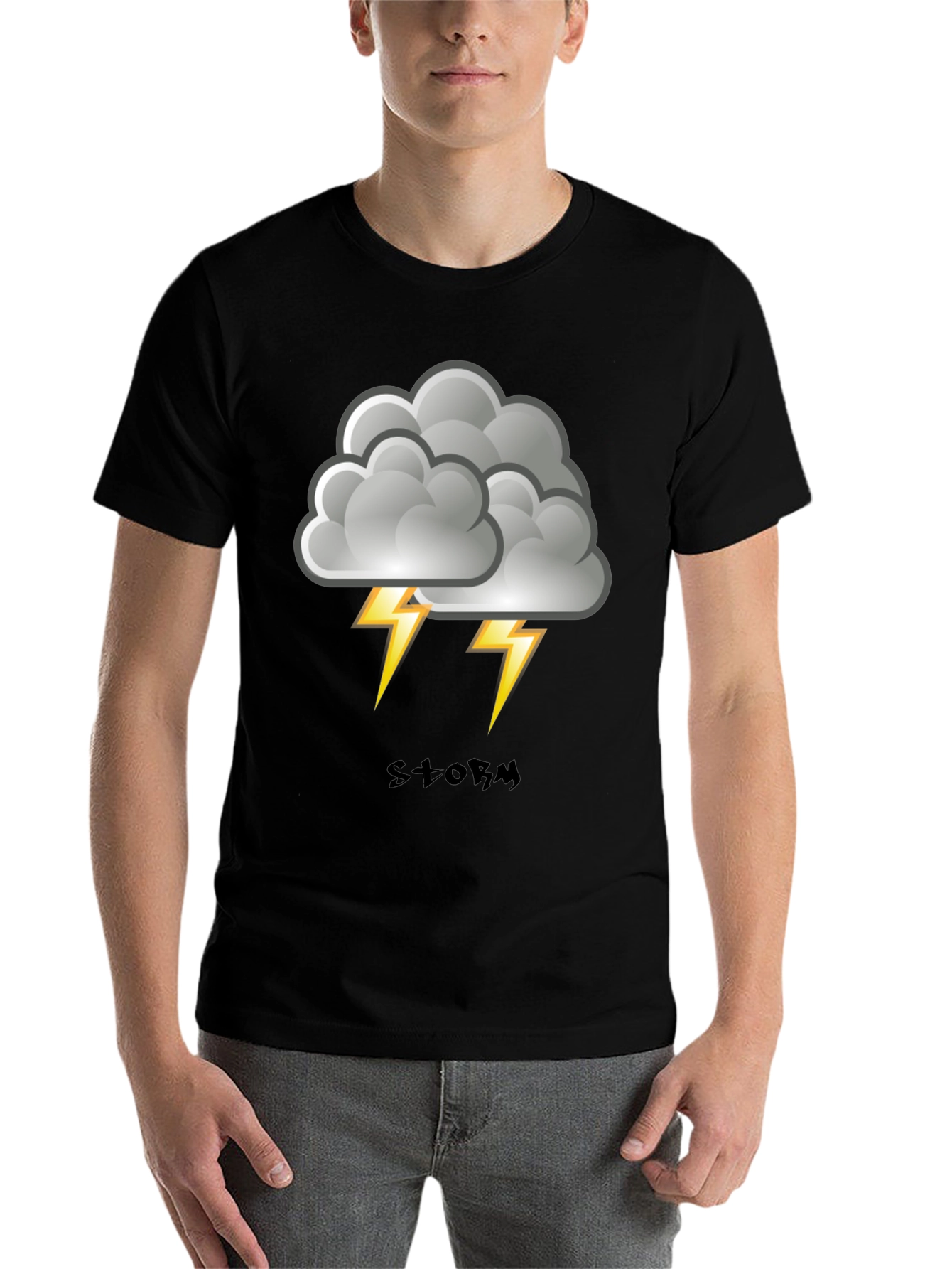 Black Storm Cloud Graphic Print Men's T-Shirt view 7