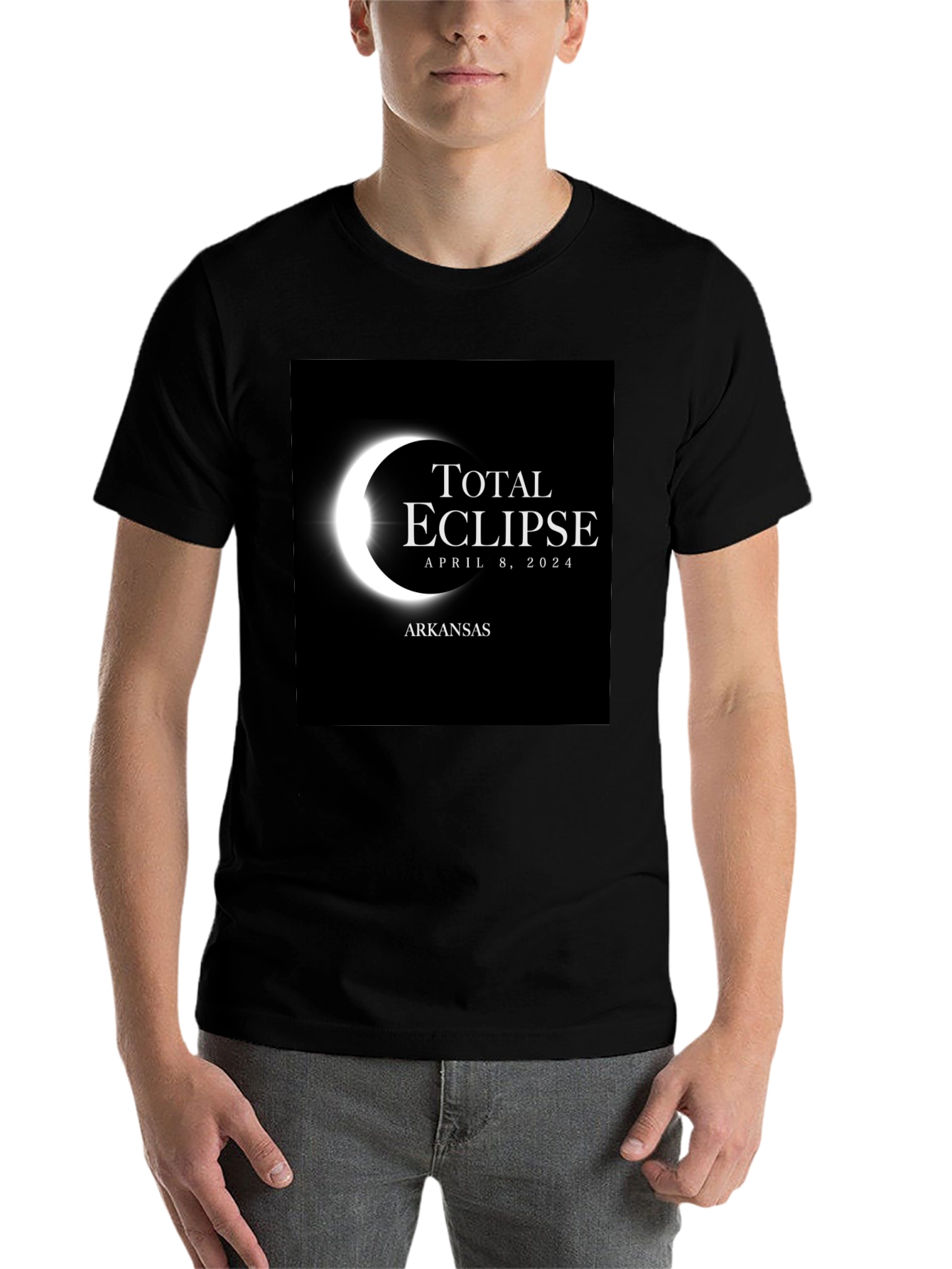 Black Total Eclipse Arkansas April 8, 2024 T-Shirt view 7