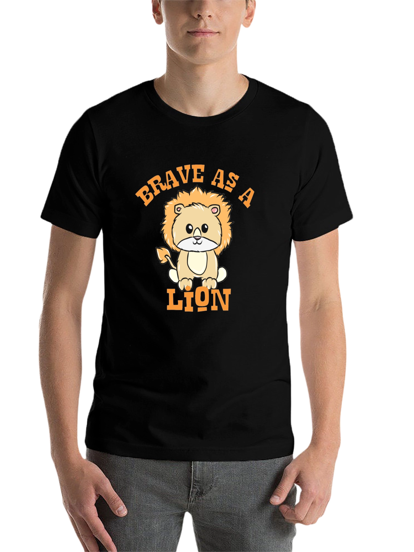 Black Brave Lion Graphic Tee -  Comfortable Black T-Shirt view 7