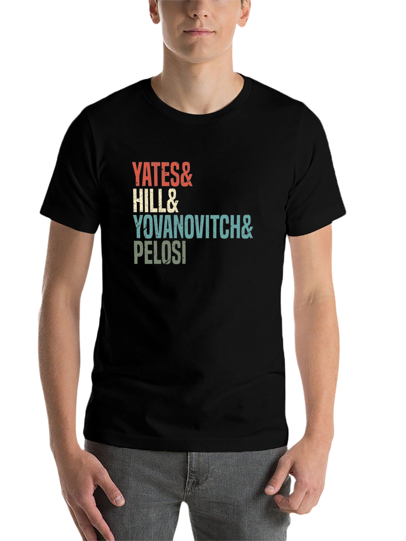 Black Yates, Hill, Yovanovitch, Pelosi Retro Tee view 7