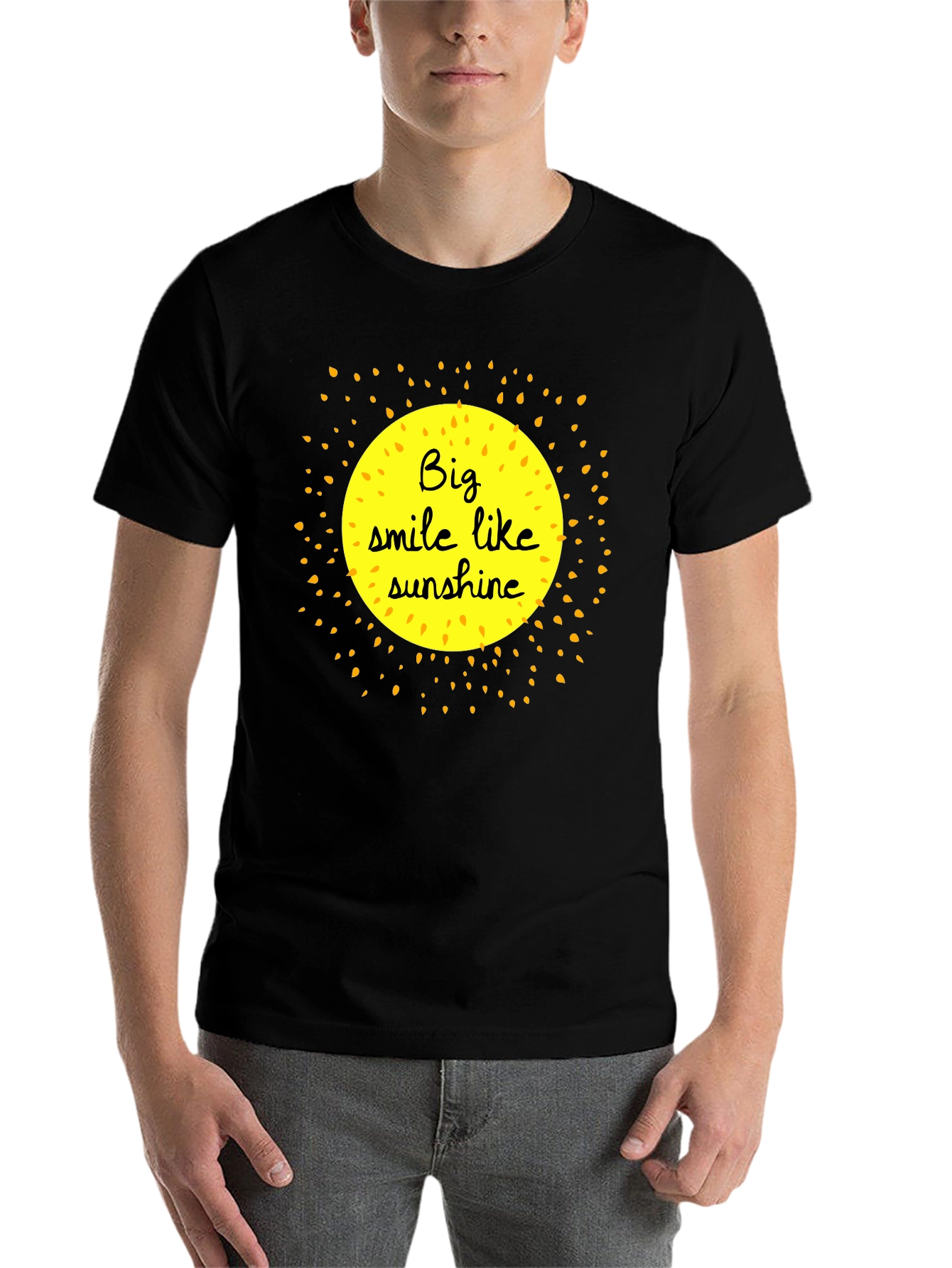 Smile Like Sunshine Black Graphic T-Shirt - 7