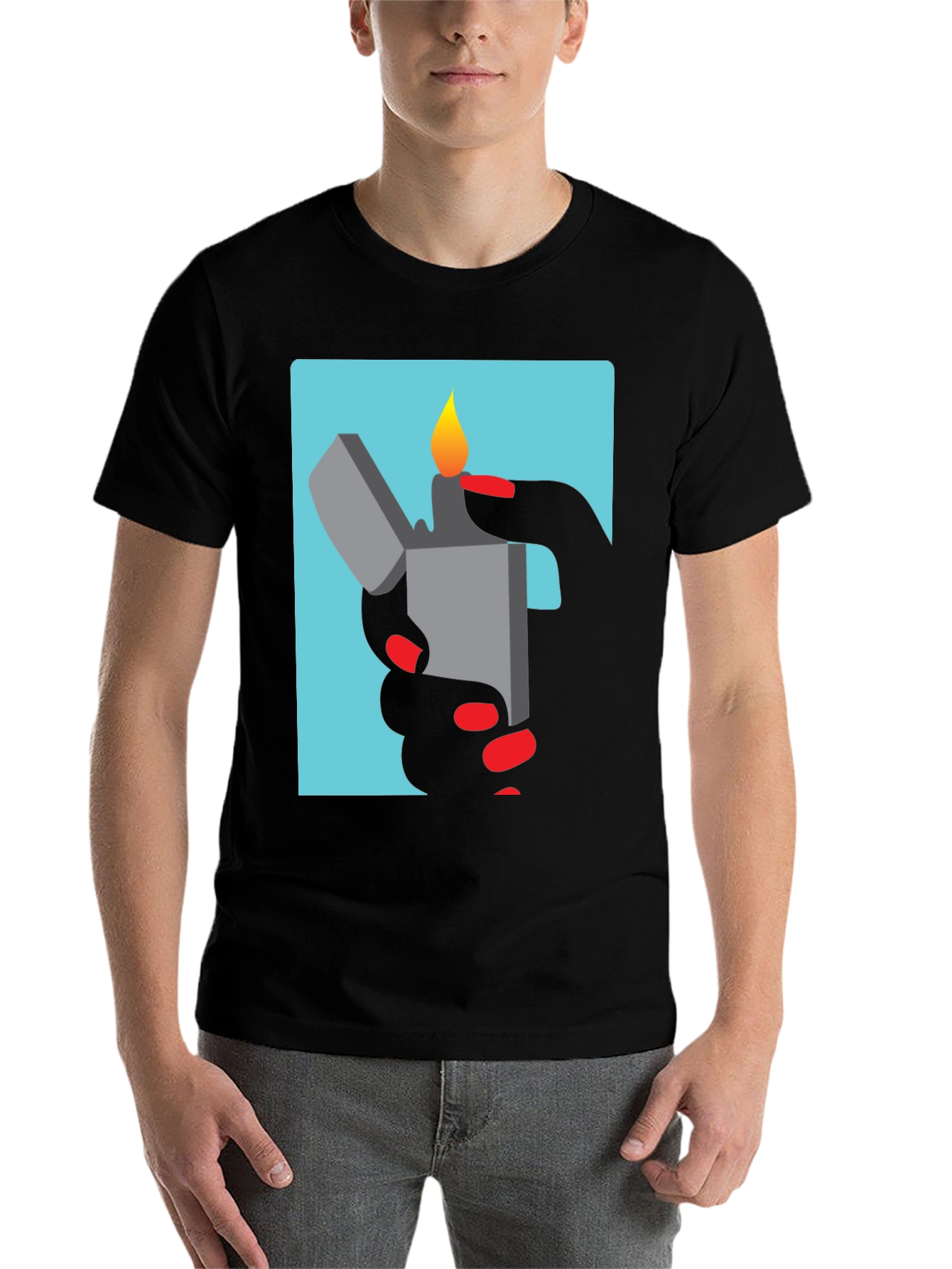 Black Lighter Graphic Tee - Sleek Design, Soft Fabric view 7