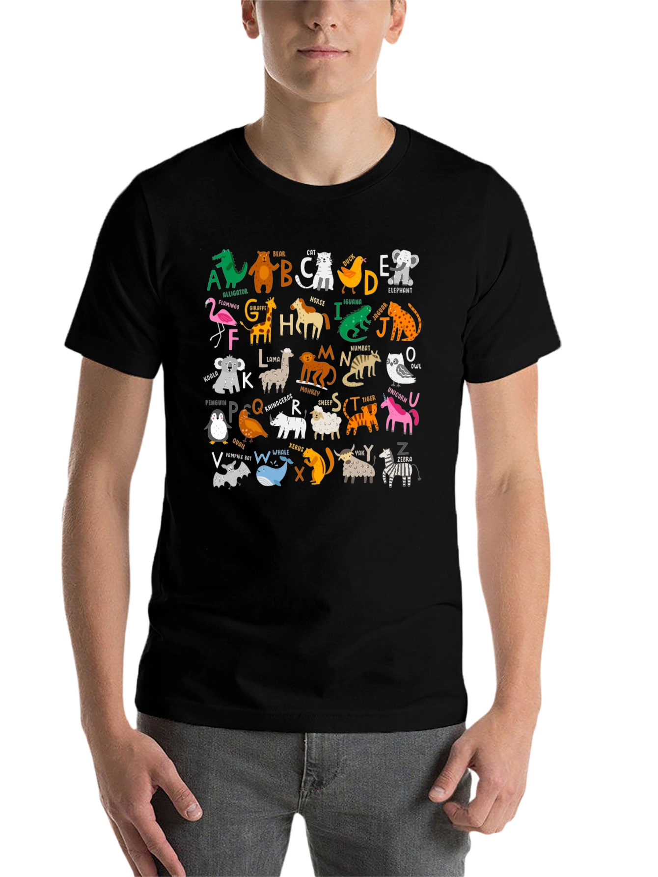 Black Animal Alphabet T-Shirt - Educational & Fun view 7