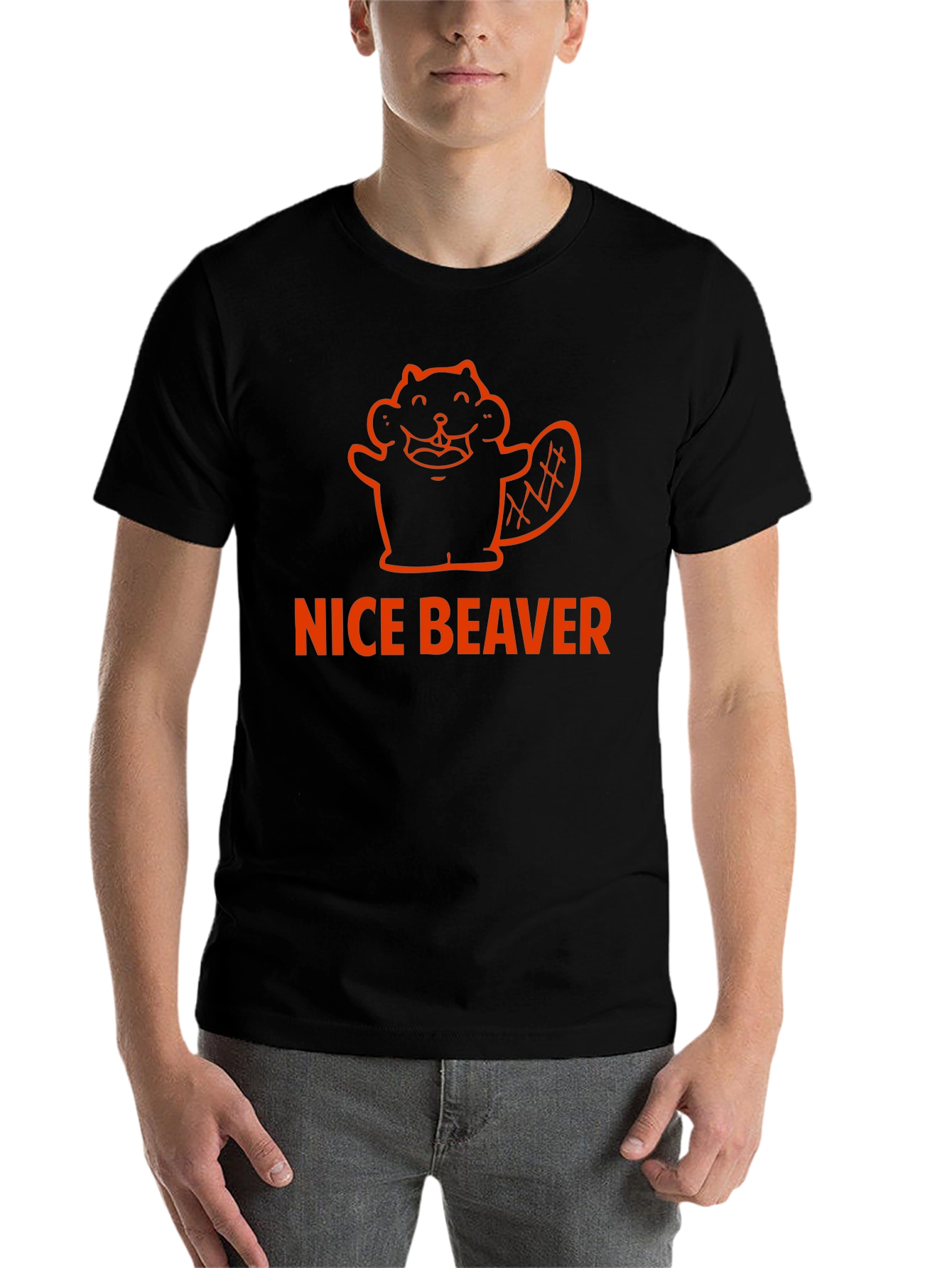 Black Nice Beaver Graphic Tee - Unisex Black T-Shirt view 7