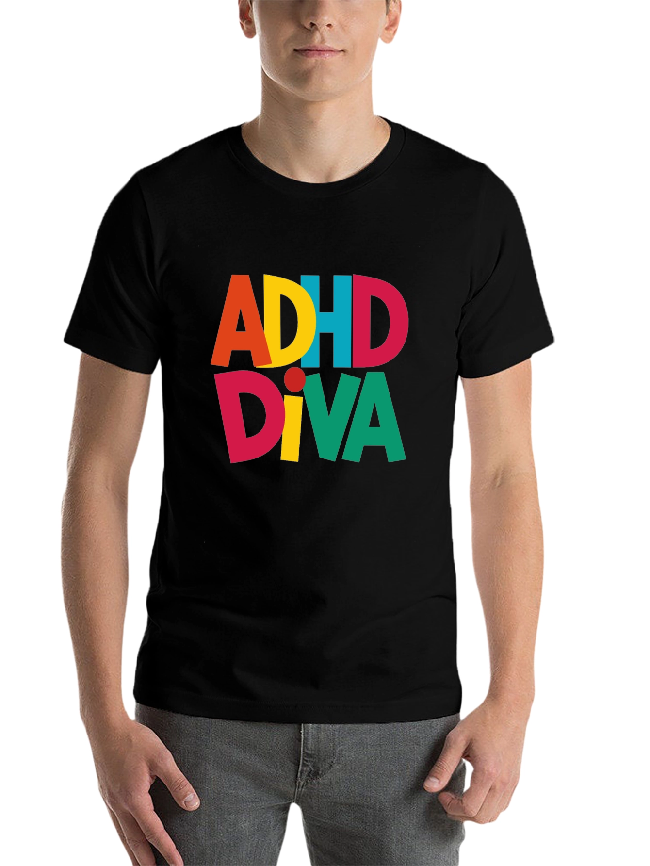 Black ADHDiva T-Shirt - Colorful Graphic Tee view 7