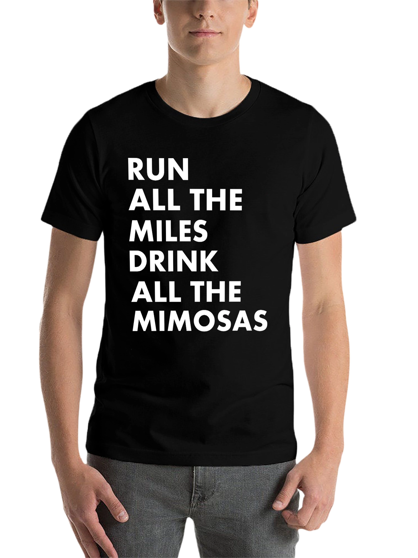 Black Run Miles & Drink Mimosas Black T-Shirt view 7