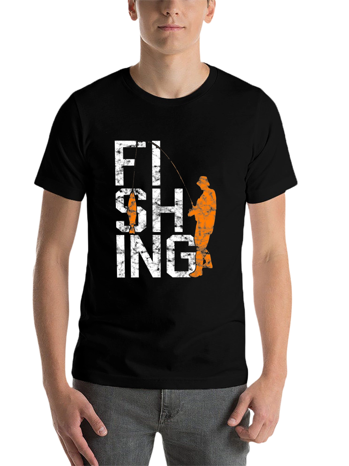 Black Fishing Graphic Tee - Black Cotton Angler T-Shirt view 7