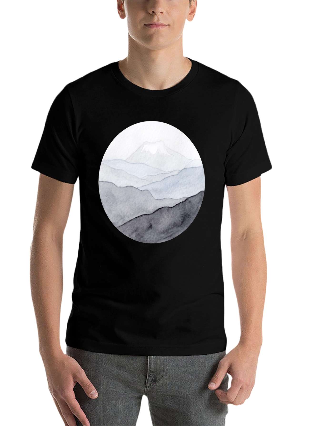 Black Mountain Range Graphic Tee - Black Casual Shirt view 7