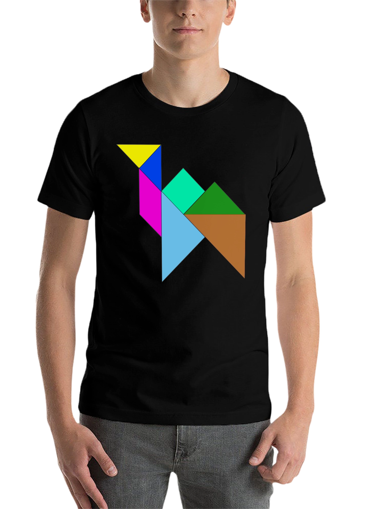 Black Tangram Camel T-Shirt - Puzzle Design Tee view 7
