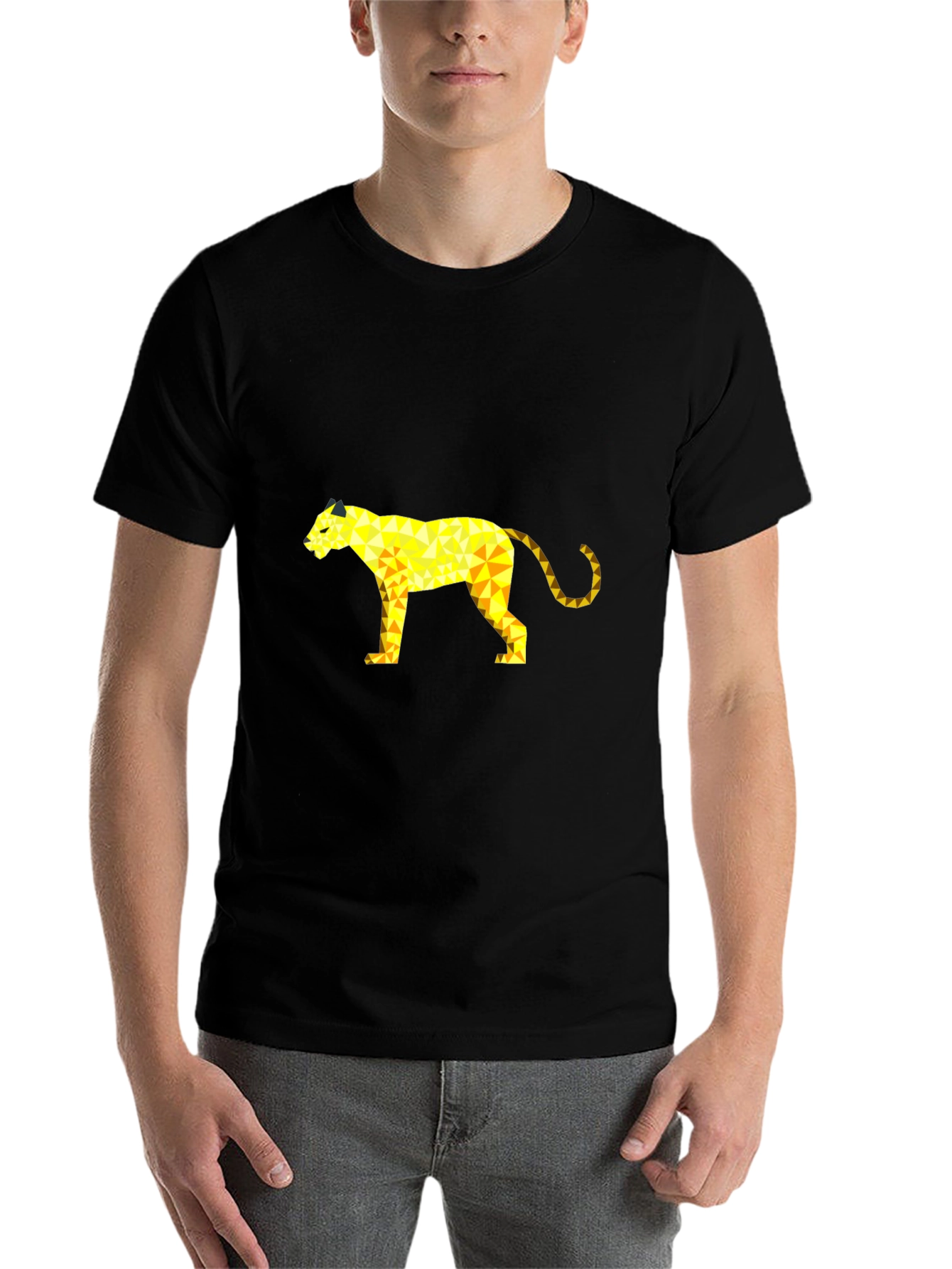 Black Geometric Panther Graphic Tee - Black view 7