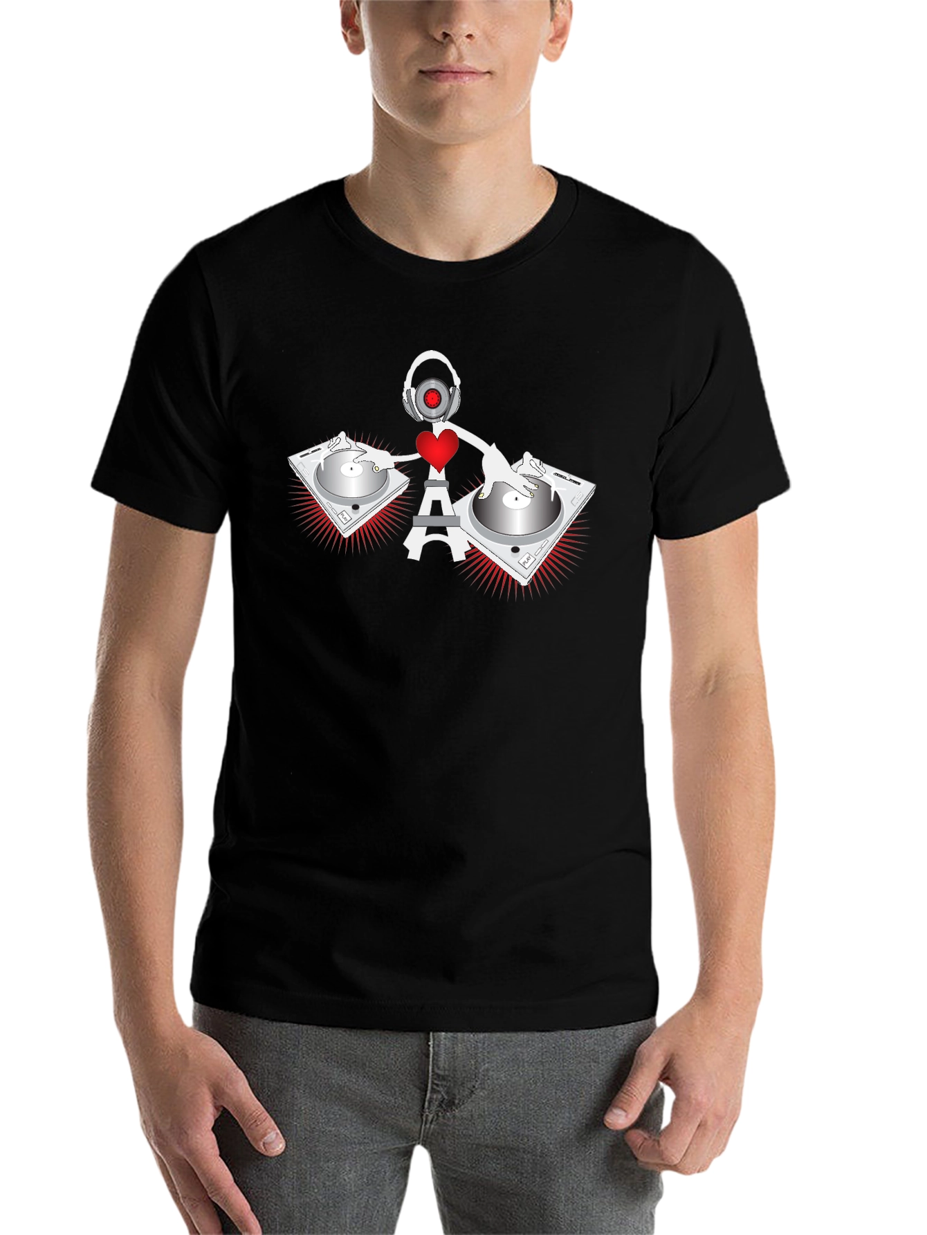 Black DJ Eiffel Tower Graphic Tee - Black view 7