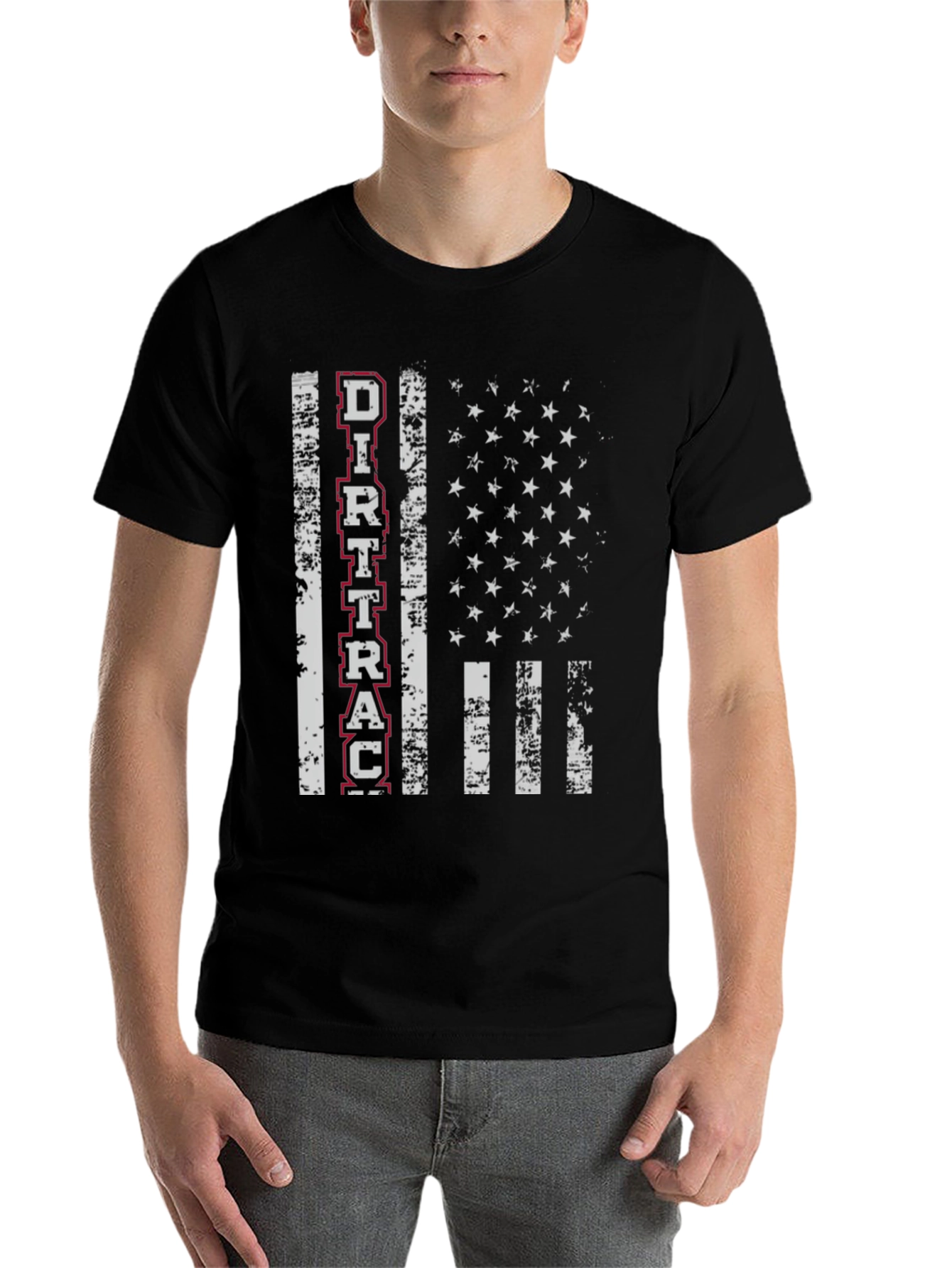 Black Dirt Track Flag Graphic Tee - Racing Fan Apparel view 7