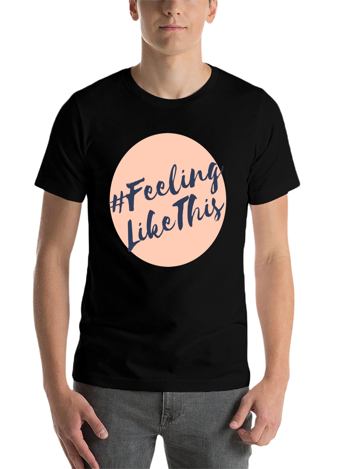Black #Feeling Like This Graphic Print Crew Neck T-Shirt view 7