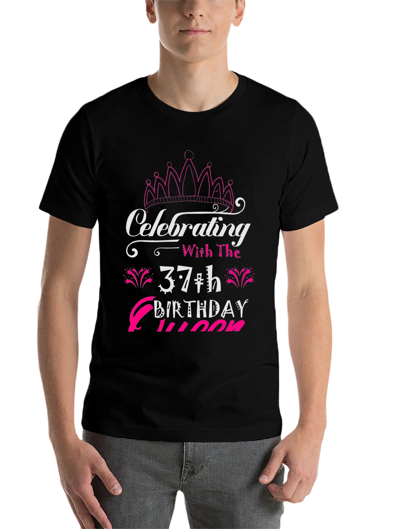 Black Celebrating 37th Birthday Queen T-Shirt view 7