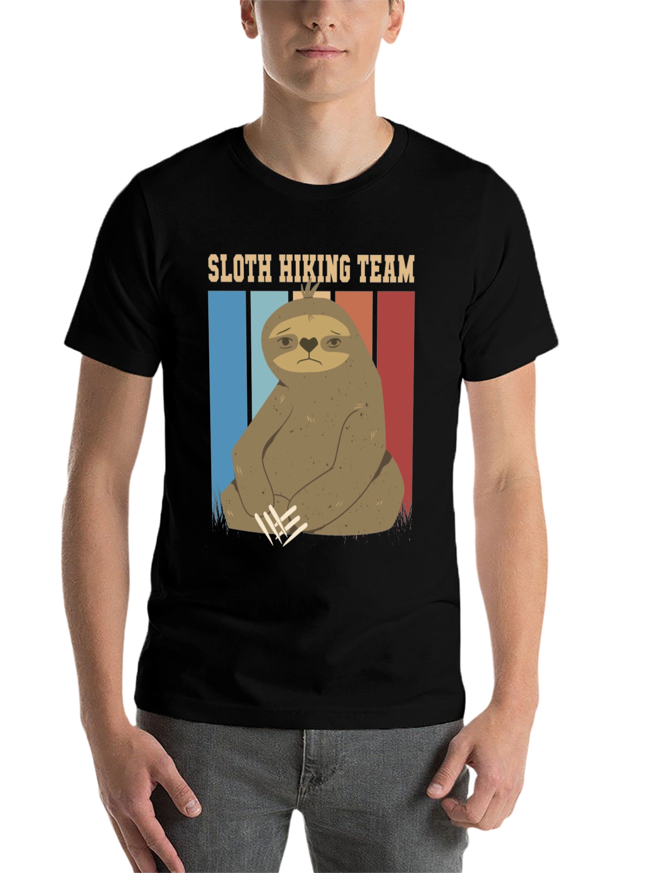Black Sloth Hiking Team Graphic Tee - Comfy Black T-Shirt view 7