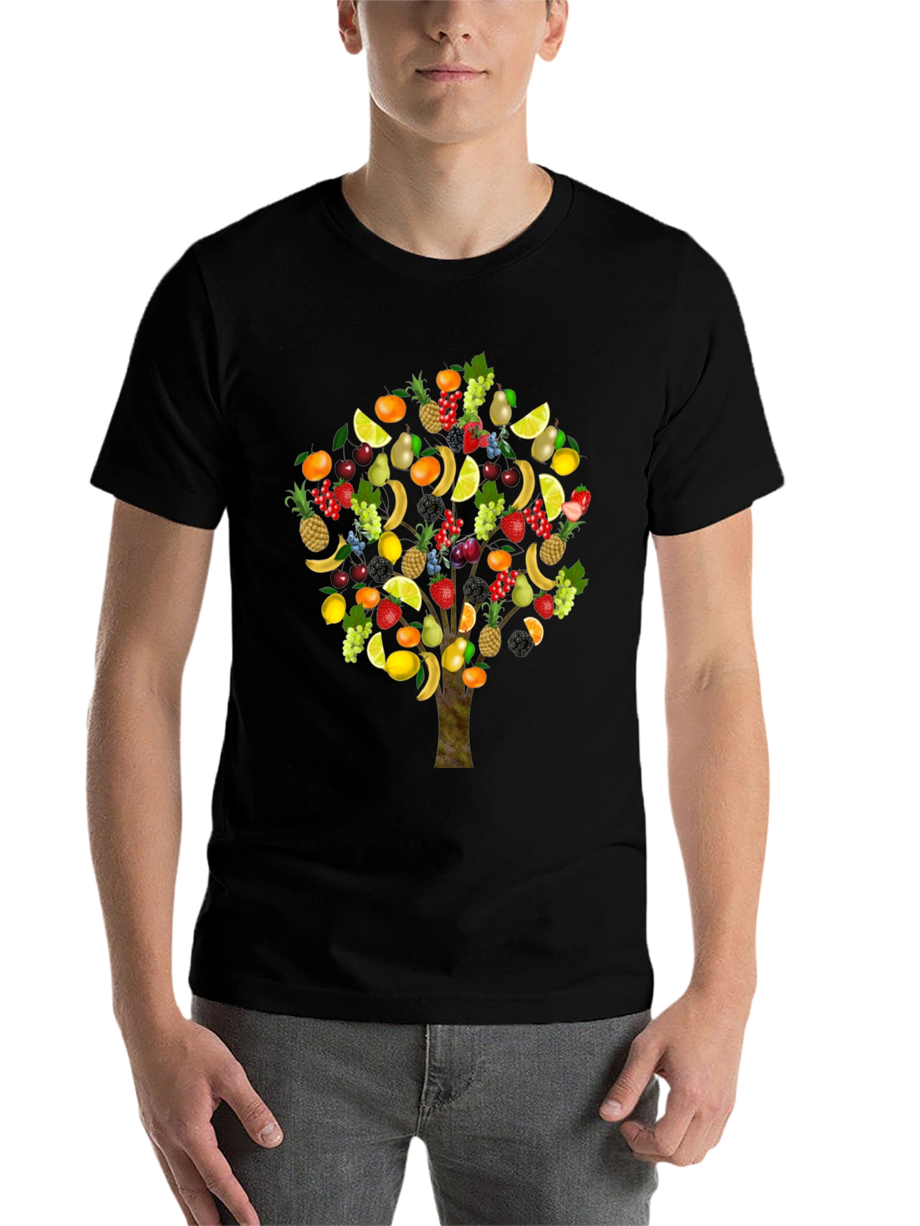Black Fruit Tree Graphic T-Shirt view 7