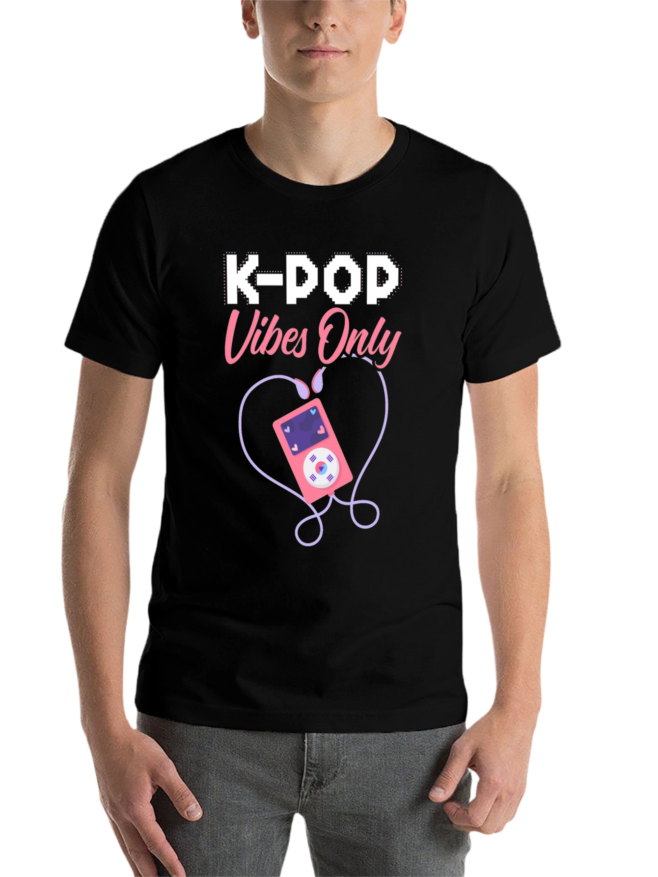 Black K-Pop Vibes Only Graphic T-Shirt view 7