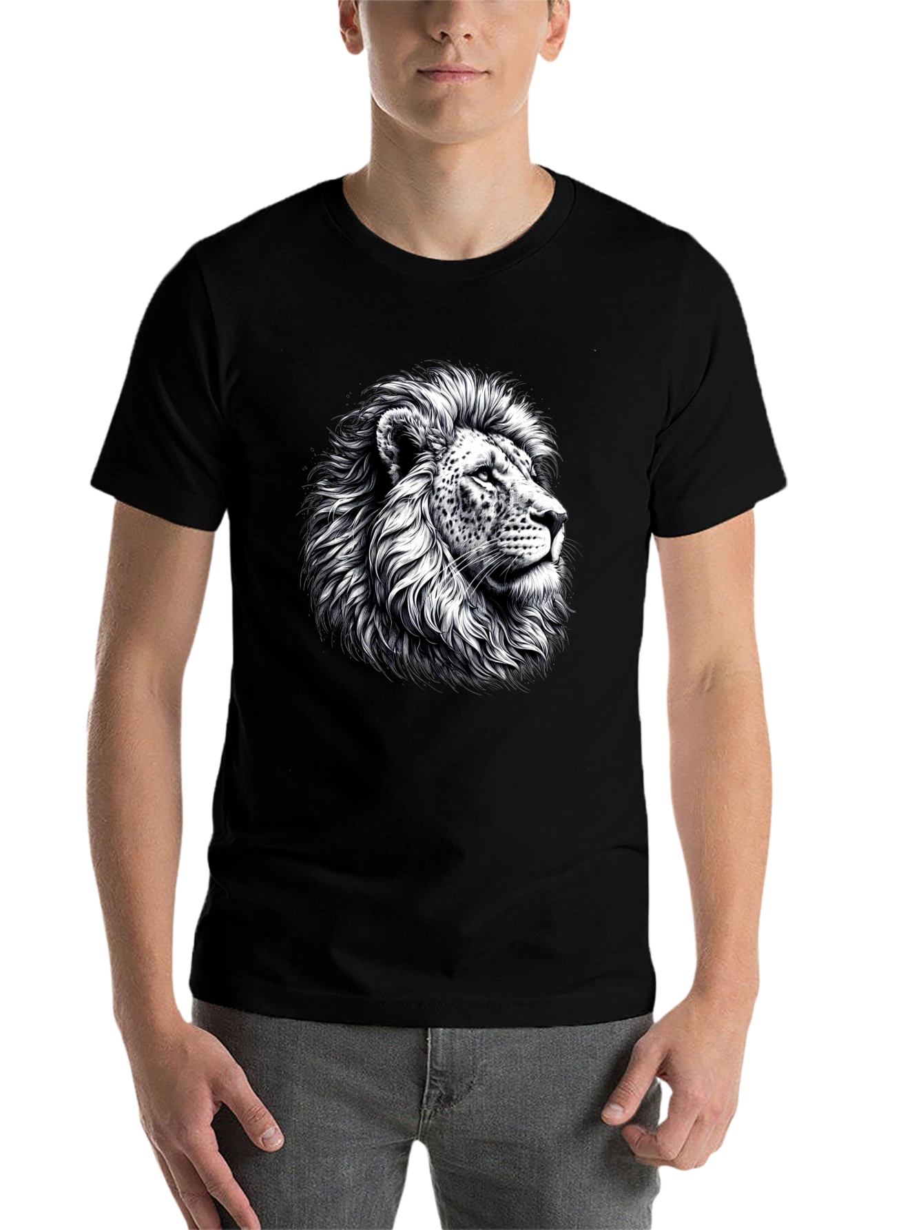 Black Lion Graphic Print Black T-Shirt view 7