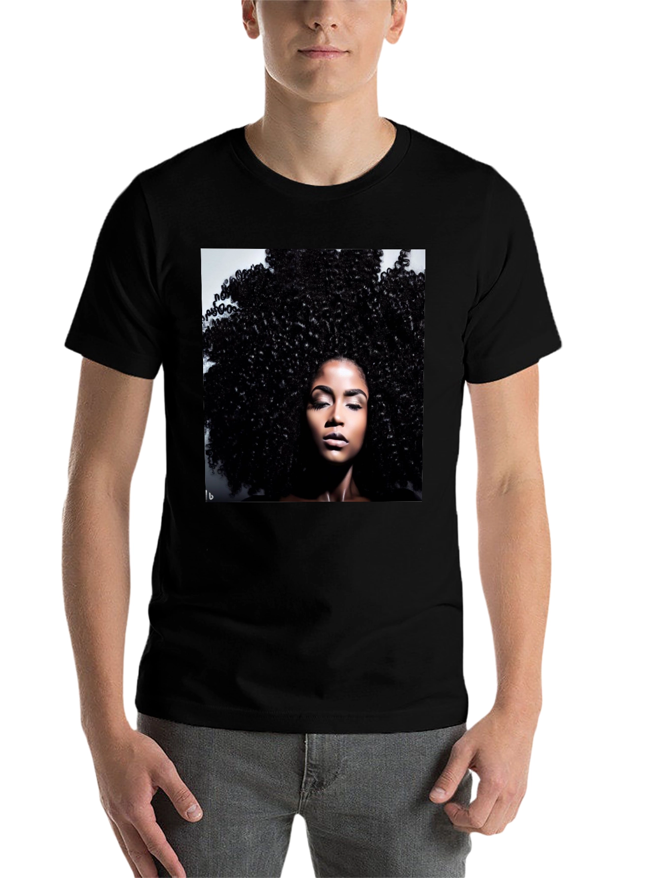 Black Afro Queen Black T-Shirt view 7