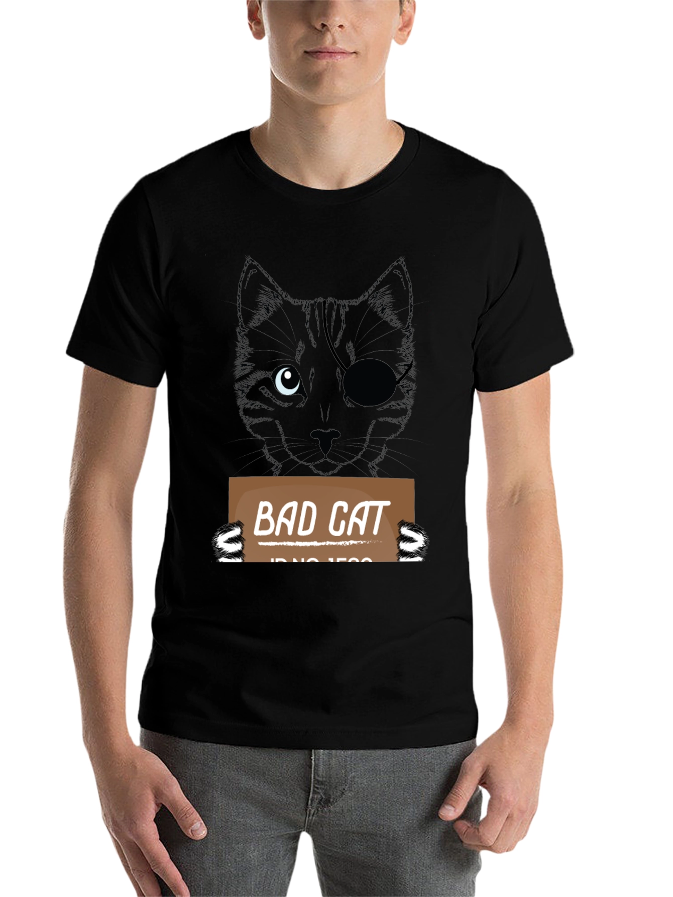 Black Bad Cat T-Shirt - Men's Black Novelty Tee view 7