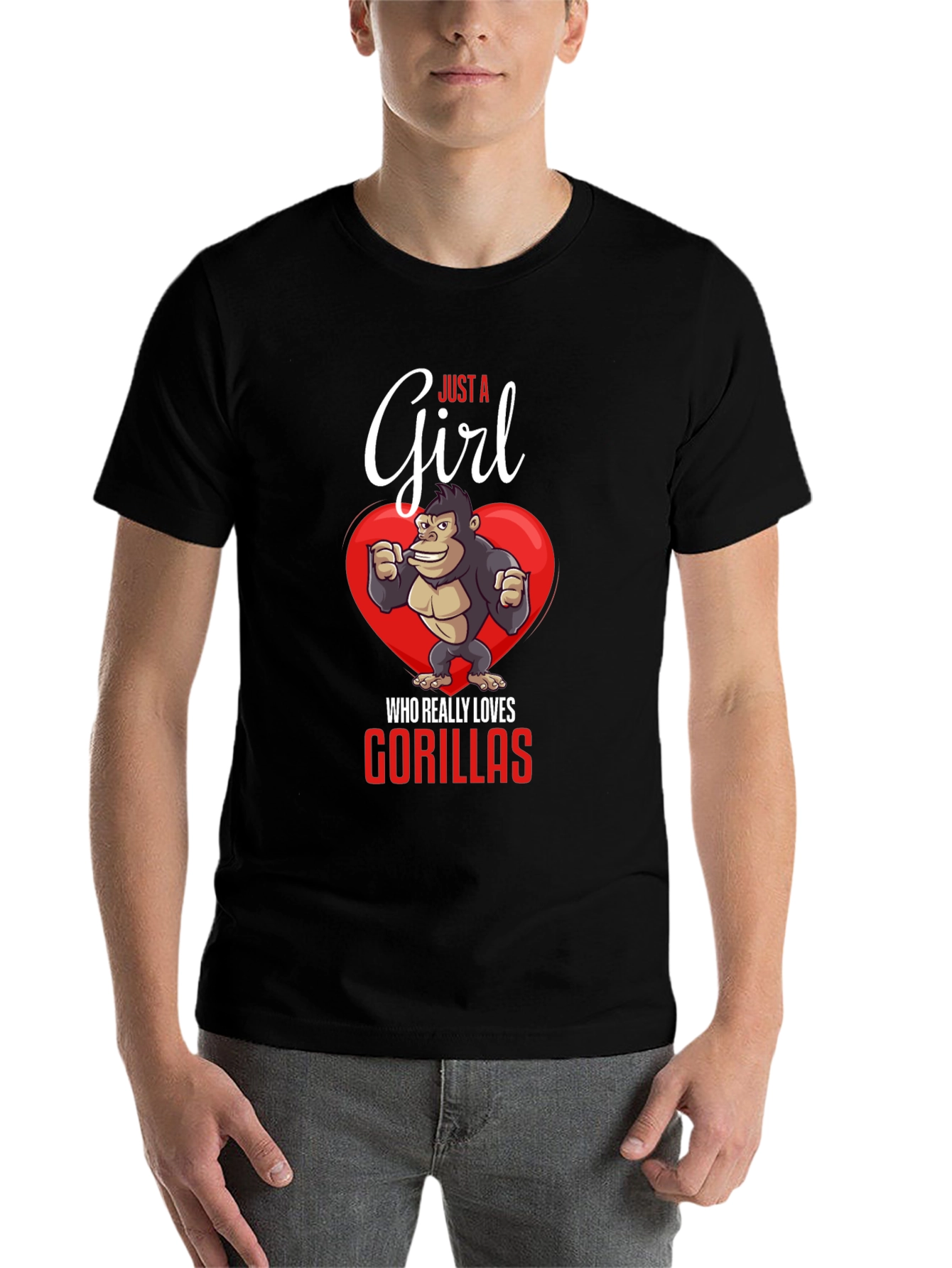 Black Just a Girl Who Loves Gorillas T-Shirt view 7