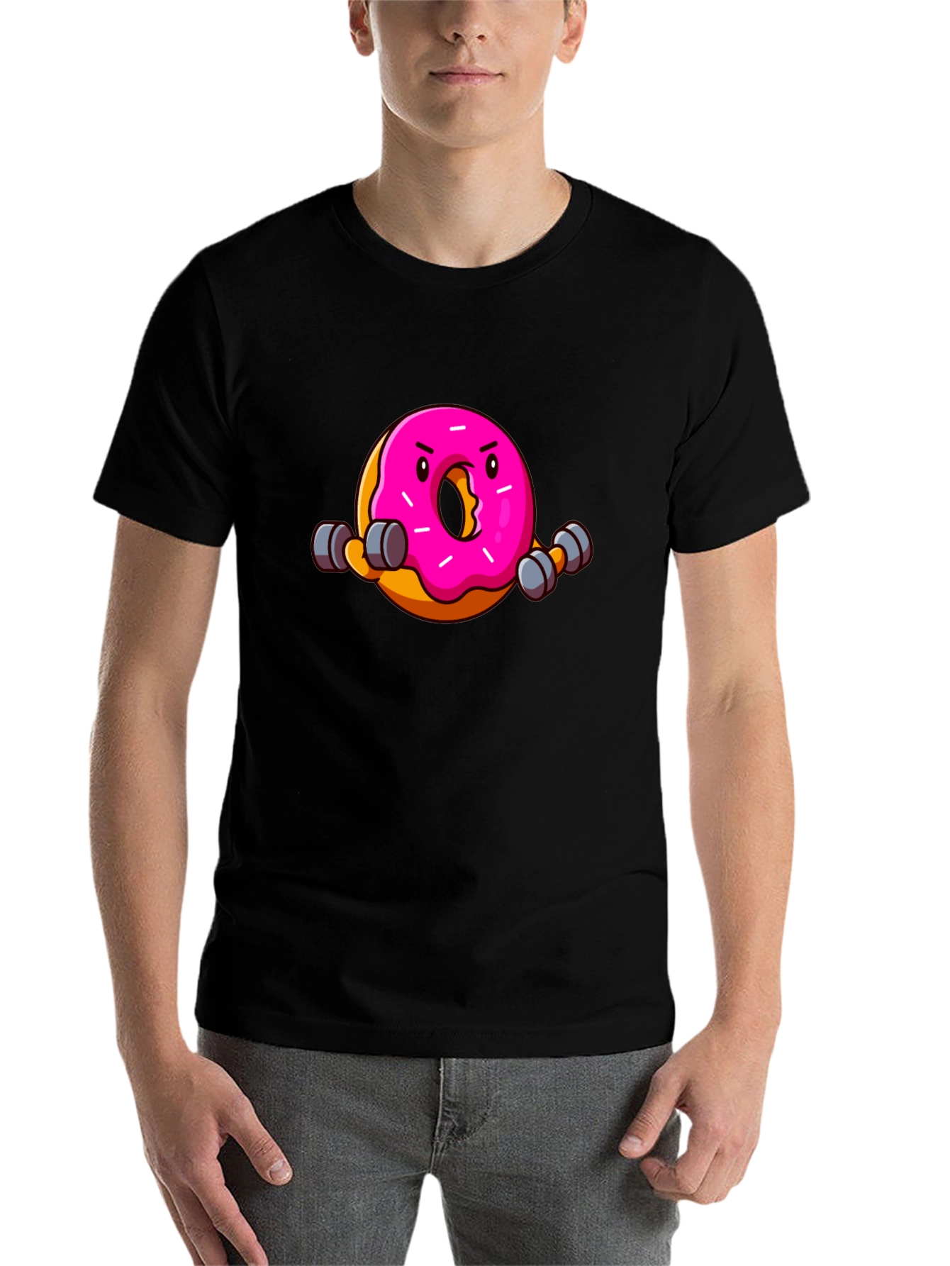Black Funny Donut Workout Graphic T-Shirt view 7