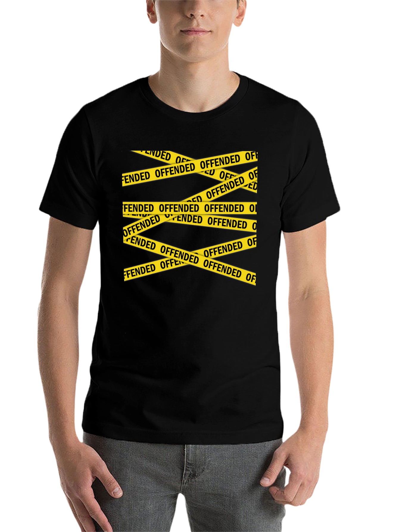 Black Offended Caution Tape Graphic T-Shirt view 7