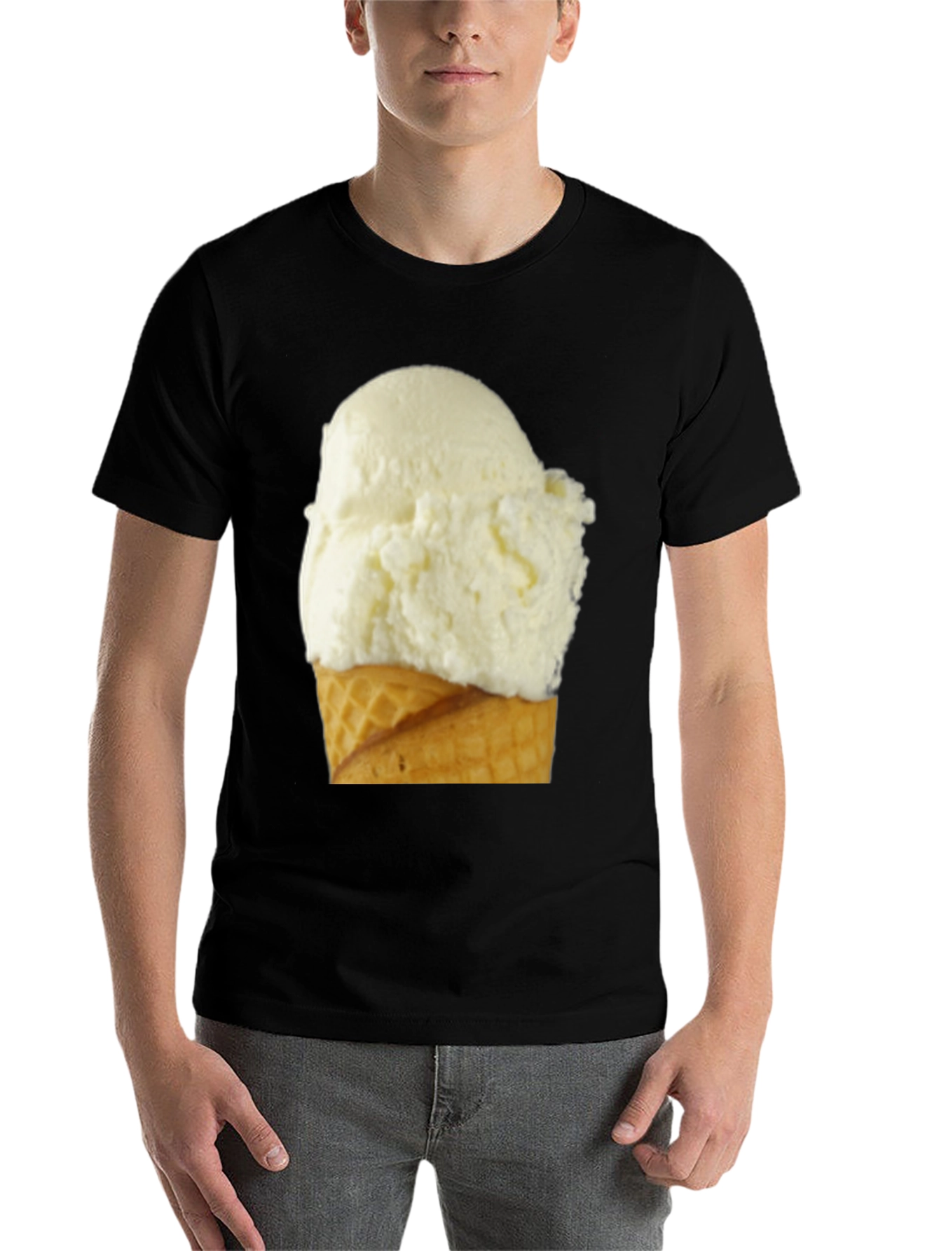Black Ice Cream Cone Graphic Tee - Casual Black T-Shirt view 7