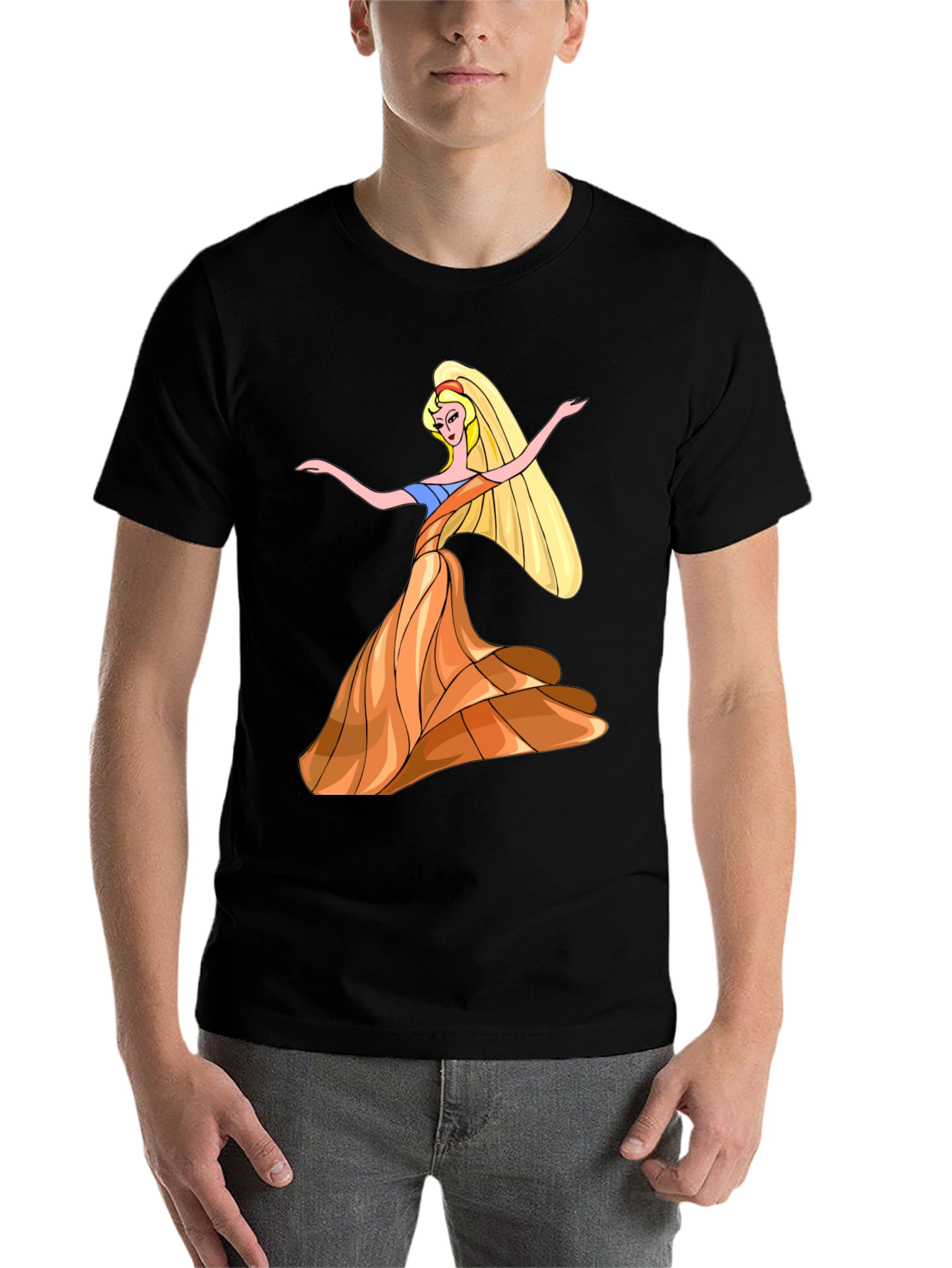 Black Princess Cartoon Graphic T-Shirt view 7