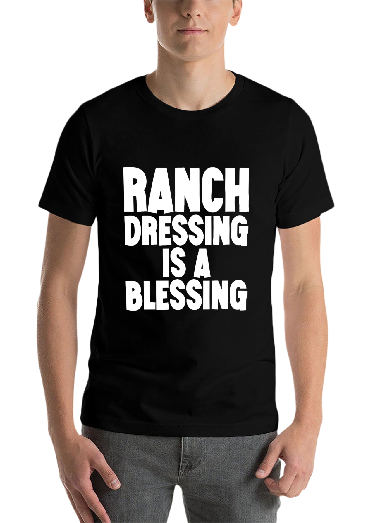 Black Ranch Dressing Is A Blessing T-Shirt - Black view 7
