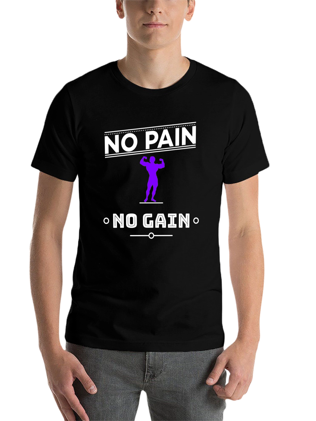 Black No Pain No Gain Black Graphic T-Shirt view 7