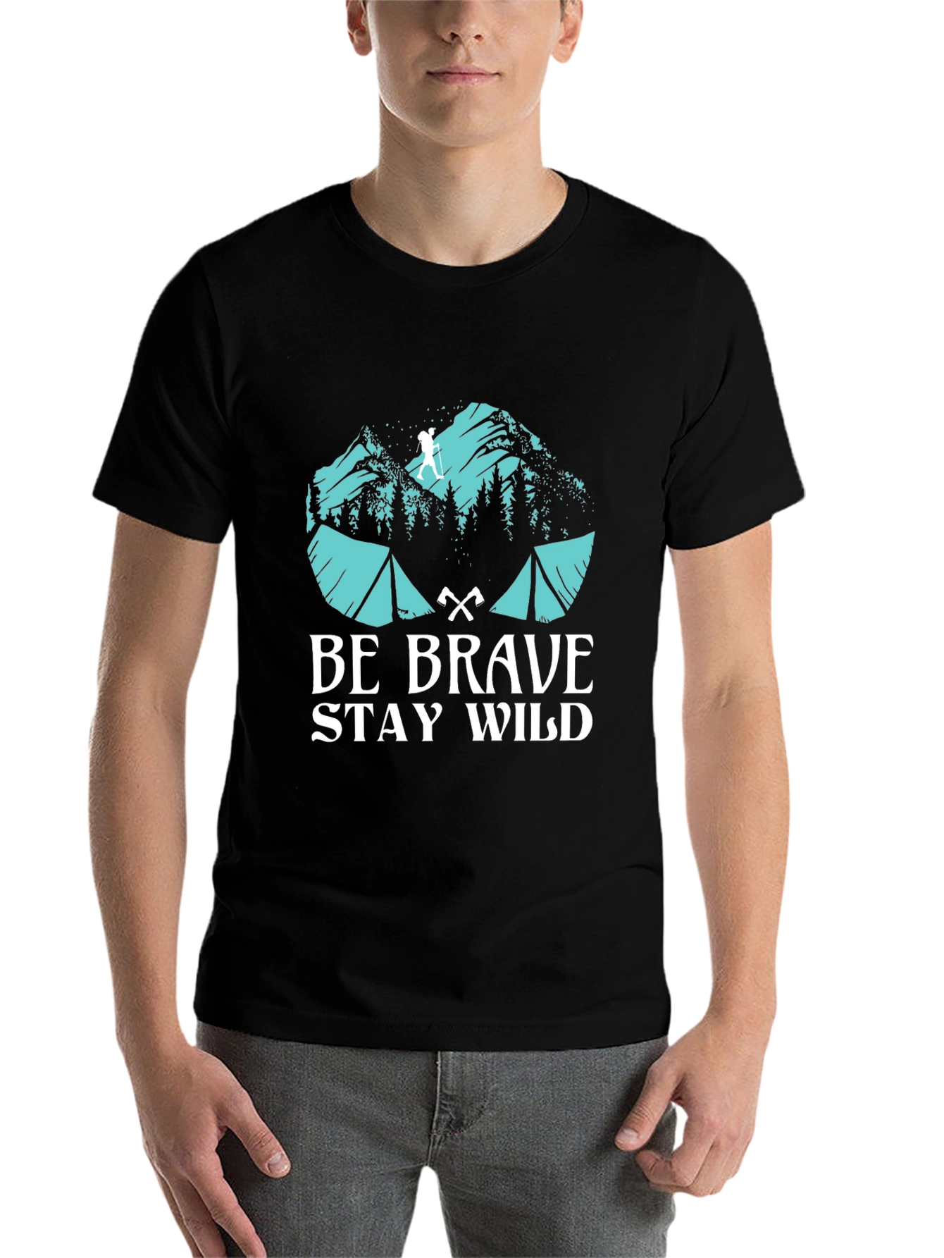 Black Be Brave Stay Wild Graphic T-Shirt view 7
