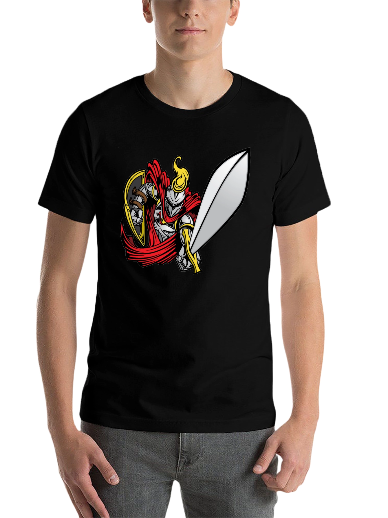 Black Knight Graphic Tee - Black Cotton T-Shirt view 7
