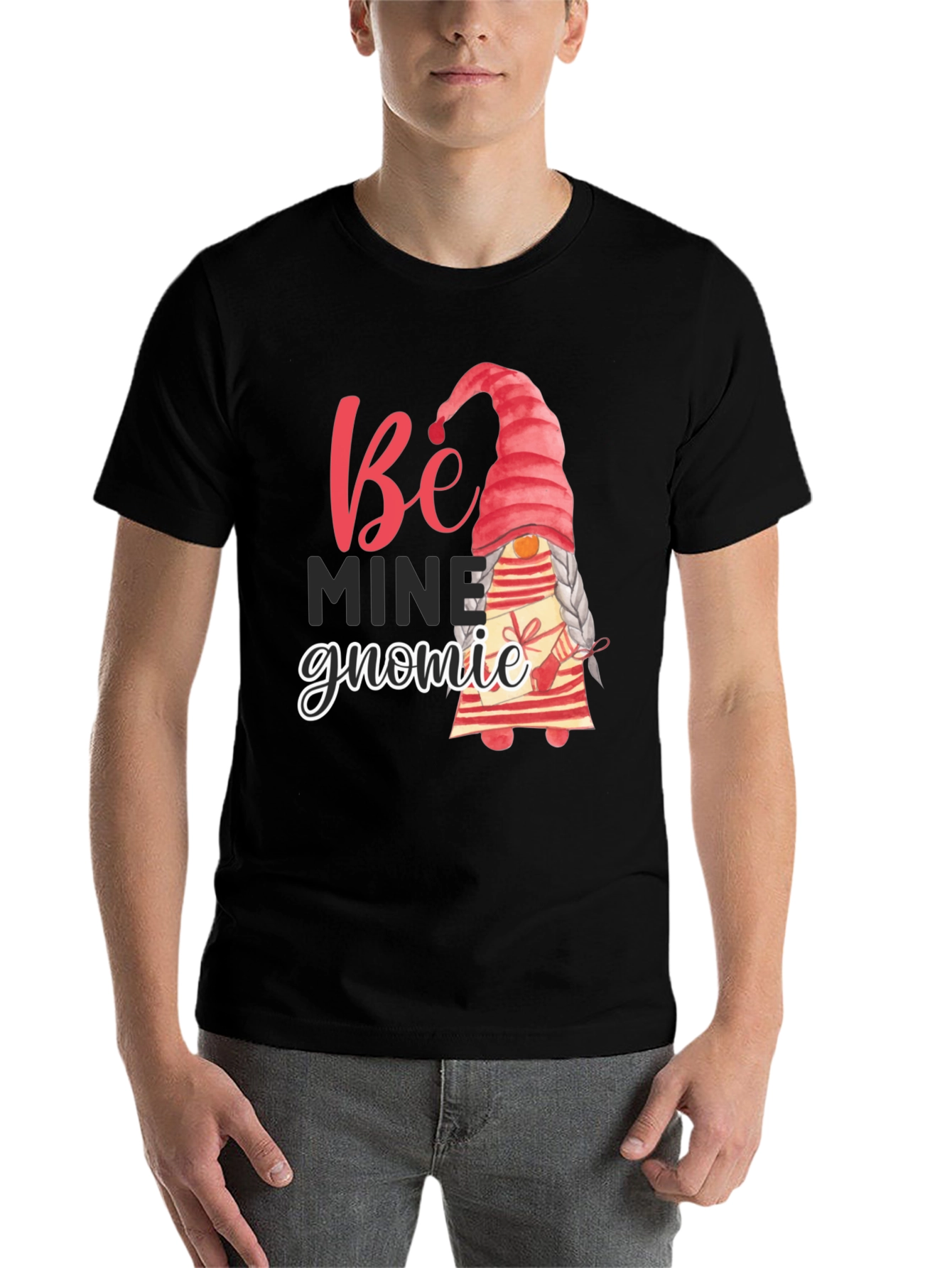 Black Be Mine Gnomie Valentine's Day T-Shirt view 7