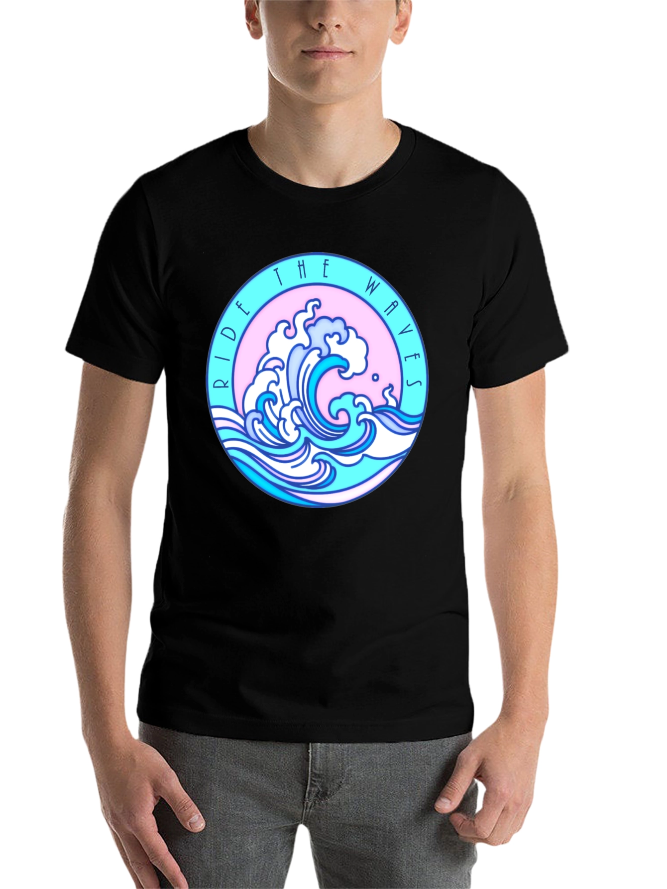 Black Ride The Waves Black Graphic Tee view 7
