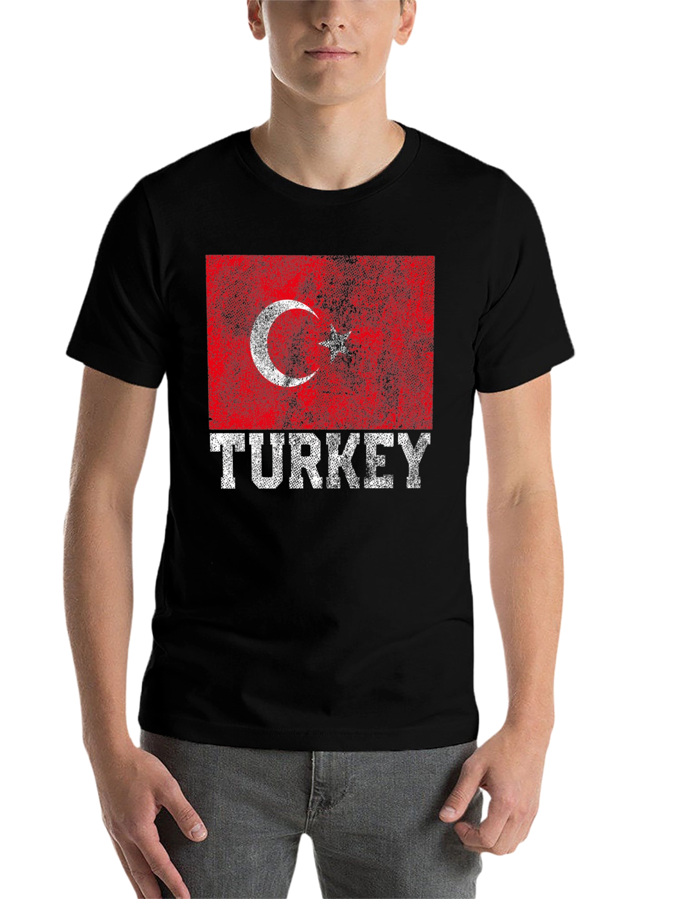 Black Turkey Flag T-Shirt - Distressed Graphic Tee view 7
