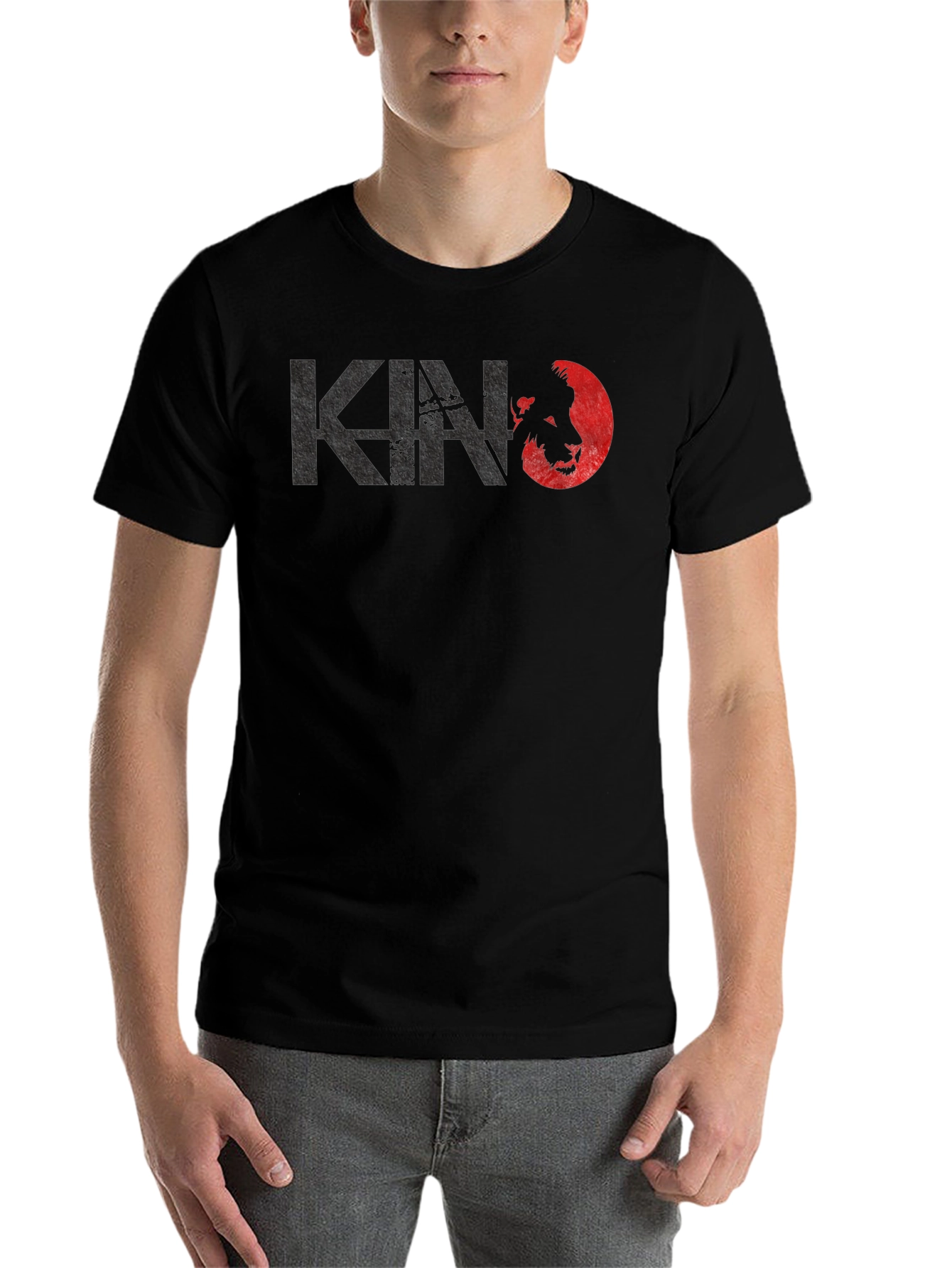 Black Kino Lion Graphic T-Shirt - Black Crew Neck Tee view 7